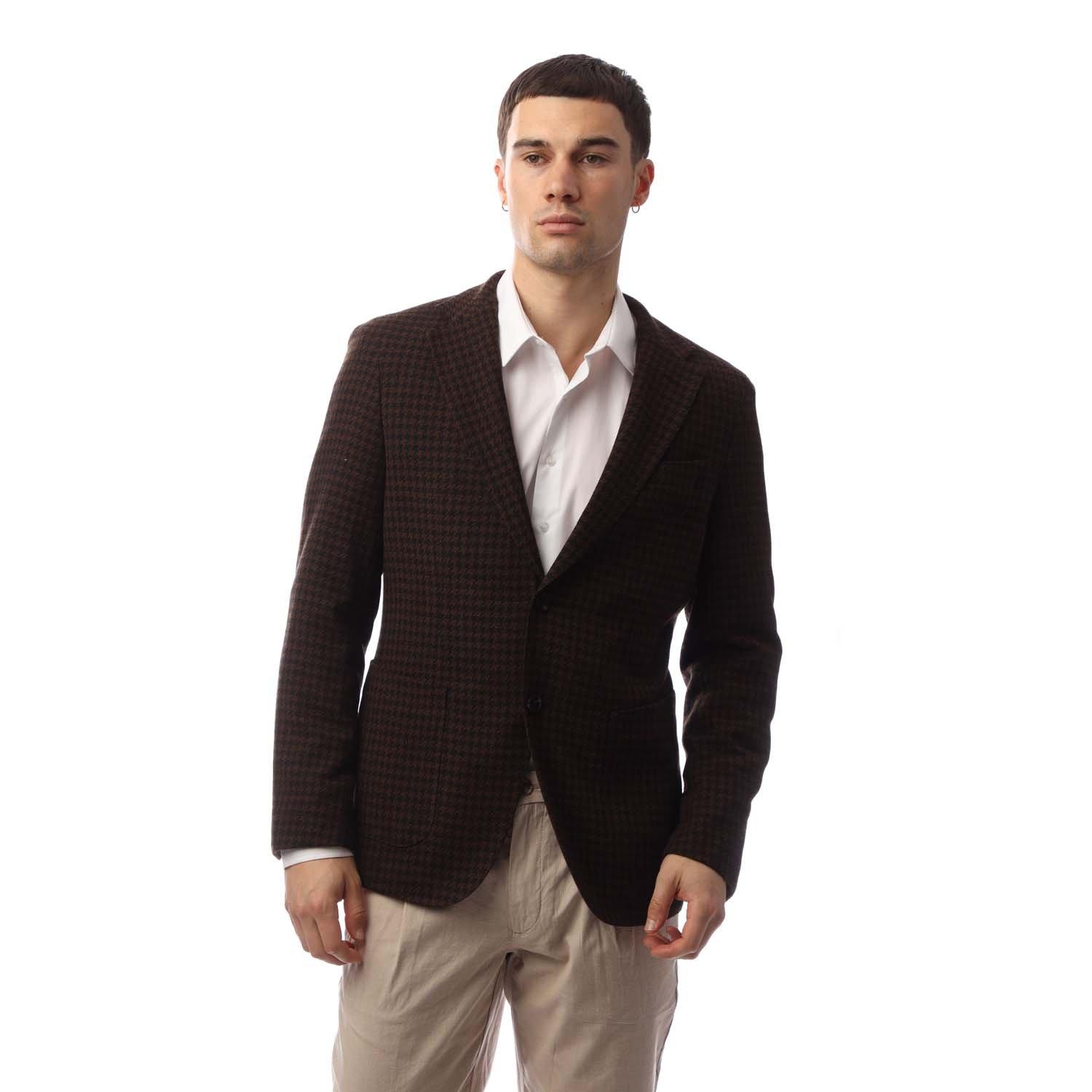 Brown - Boss - Men's Heston Structured Shoulders Tailored Fit Single-Breasted Formal Jacket - 1