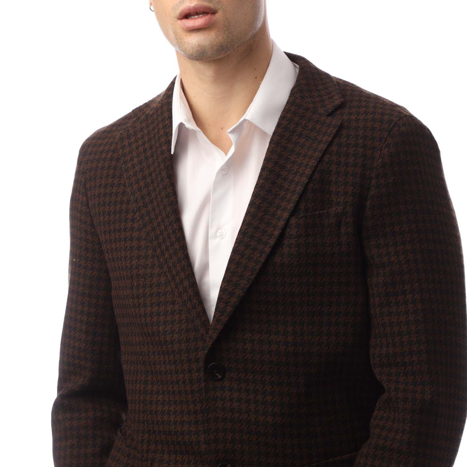 Brown - Boss - Men's Heston Structured Shoulders Tailored Fit Single-Breasted Formal Jacket - 4