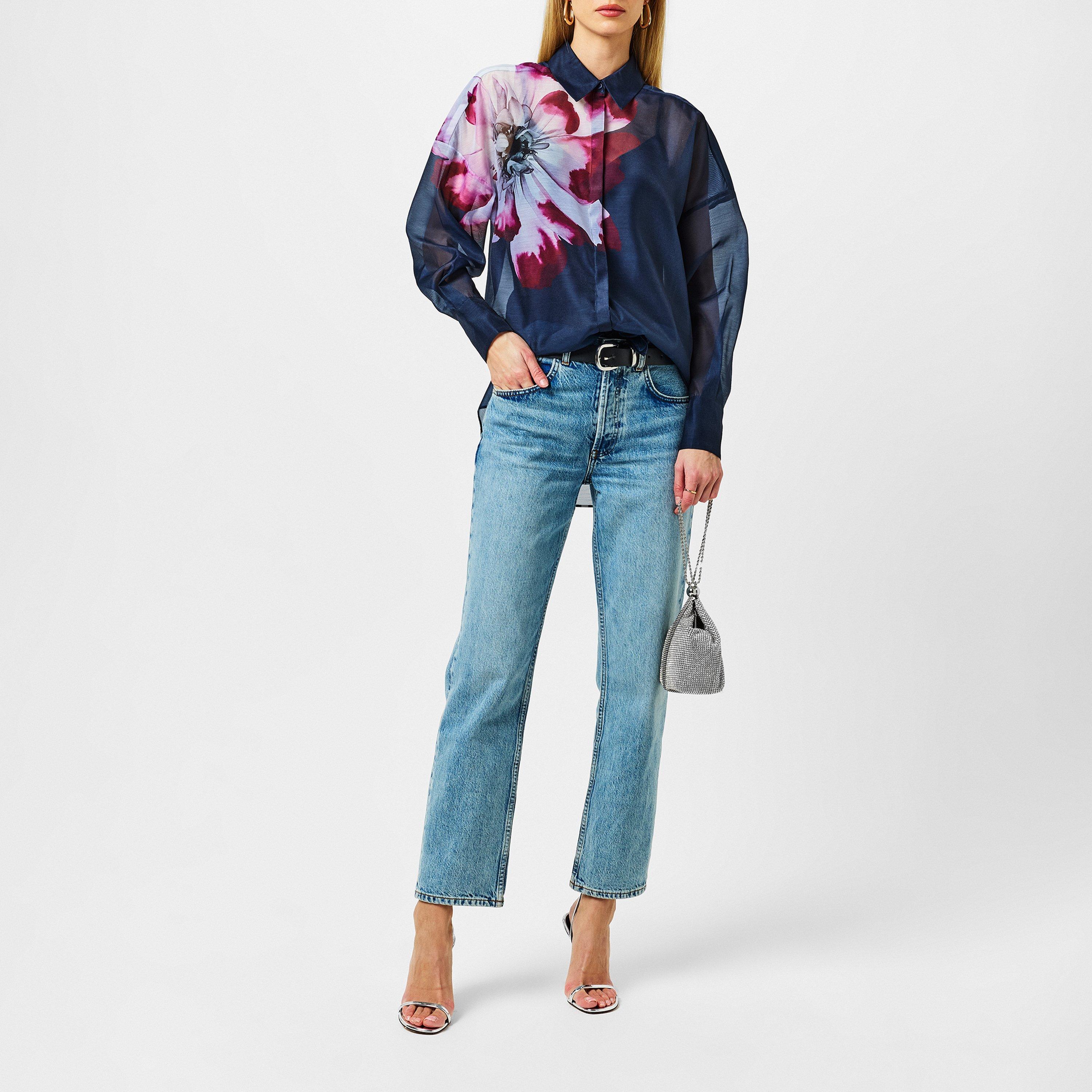 blu navy - Ted Baker - Women's Orrin Floral Long-Sleeve Patterned Shirt - 5