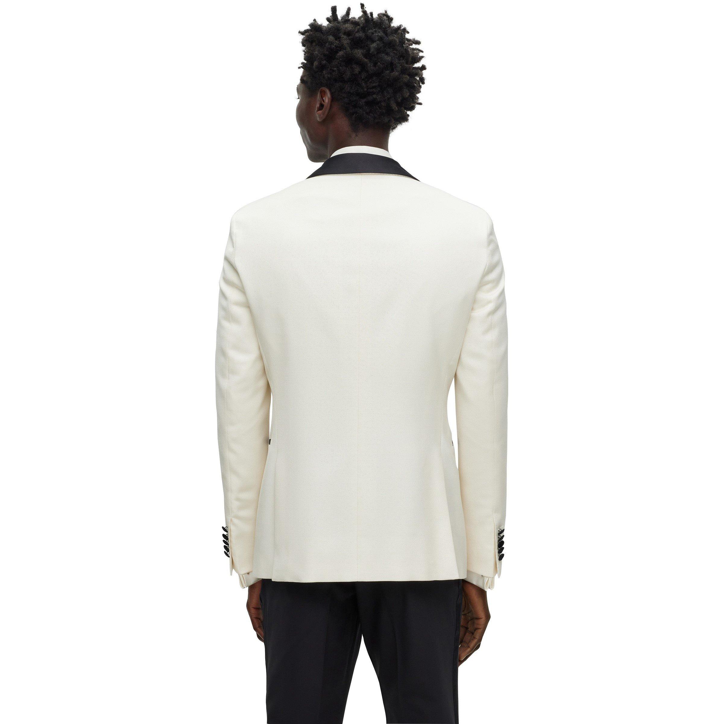 White - Boss - Men's Harvers Structured Shoulders Button Closure Formal Jacket - 2