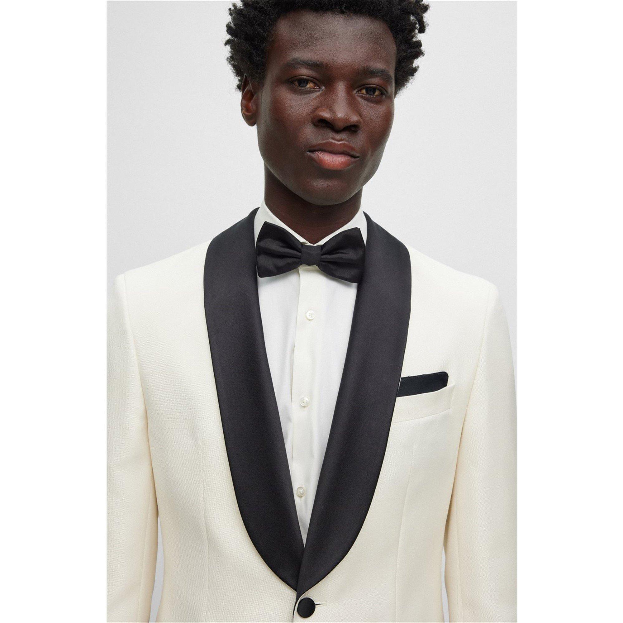 White - Boss - Men's Harvers Structured Shoulders Button Closure Formal Jacket - 5