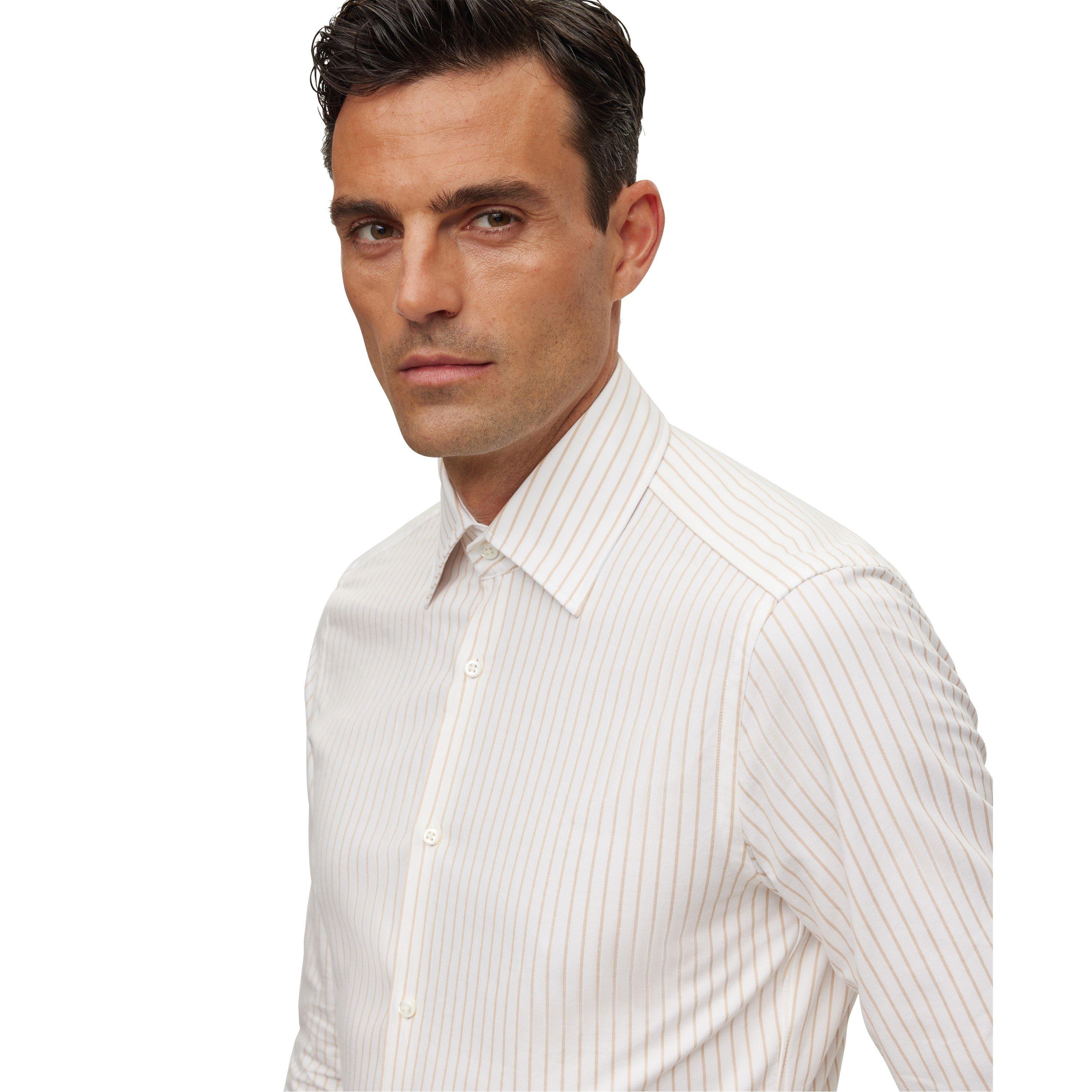 Beige - Boss - Men's Long Sleeve Tailored Fit Shirt - 4