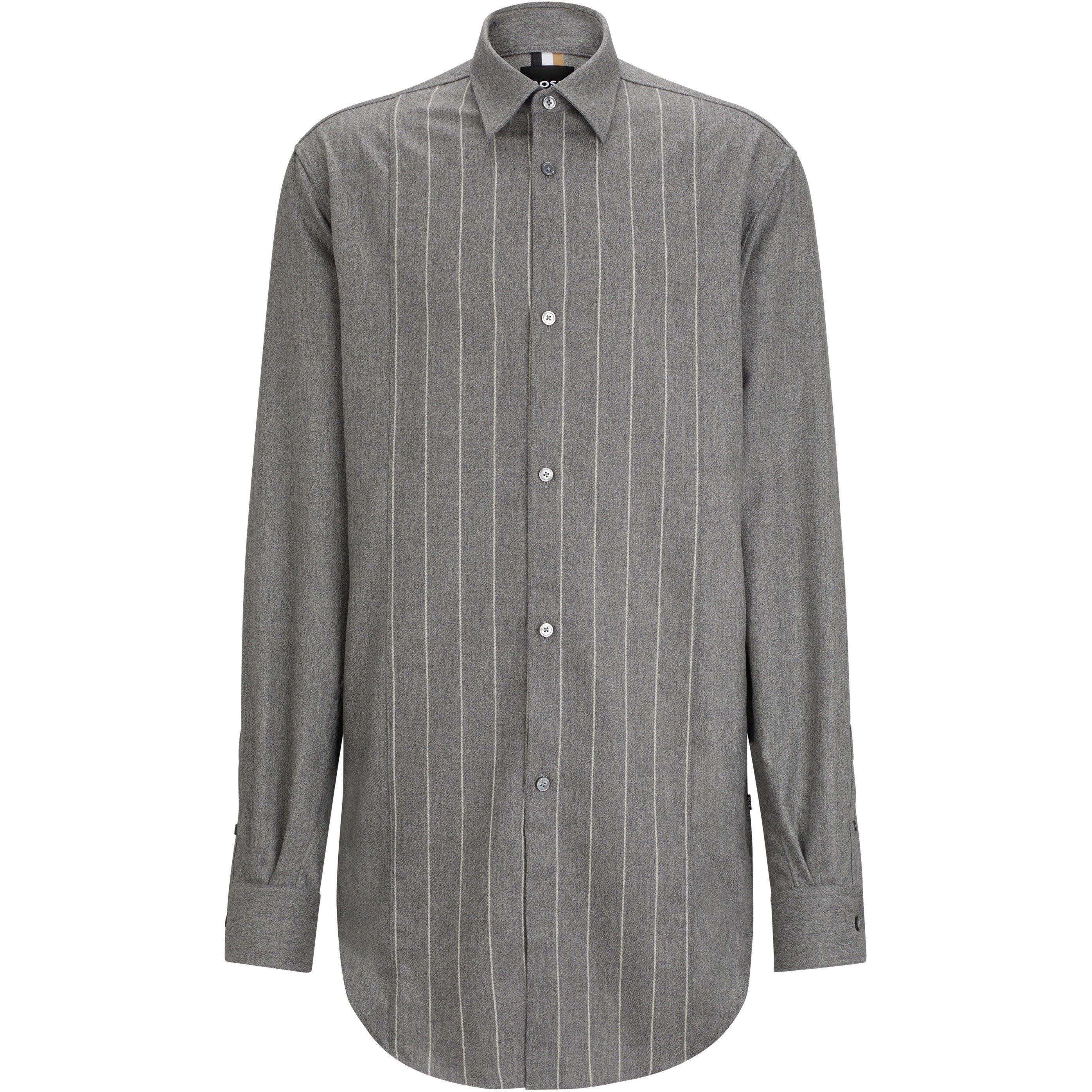 Grey - Boss - Men's Nereid Long-Sleeve Plain Shirt - 3