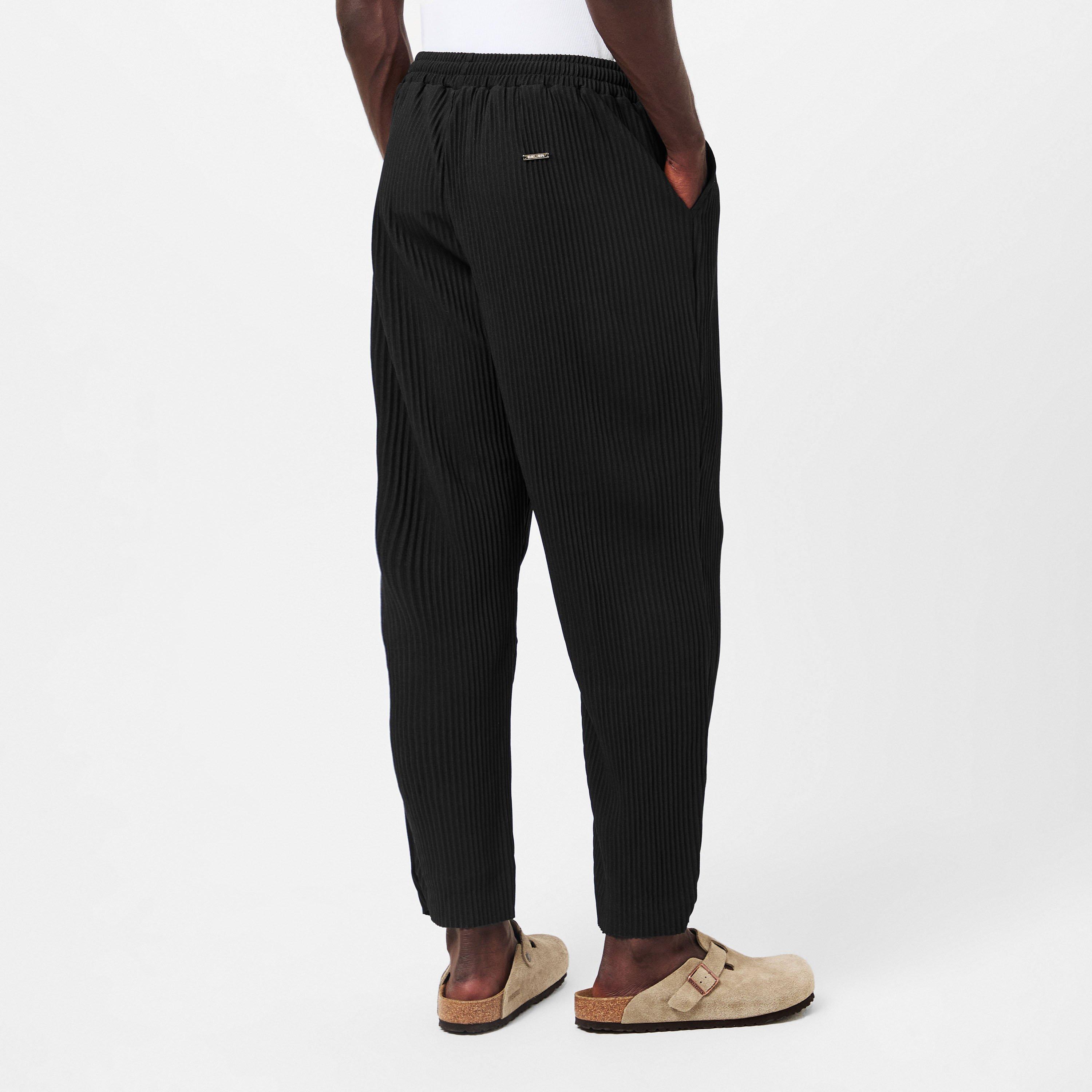 Black - BELIER - Men's Pleated Trousers, Pleated Design - 4
