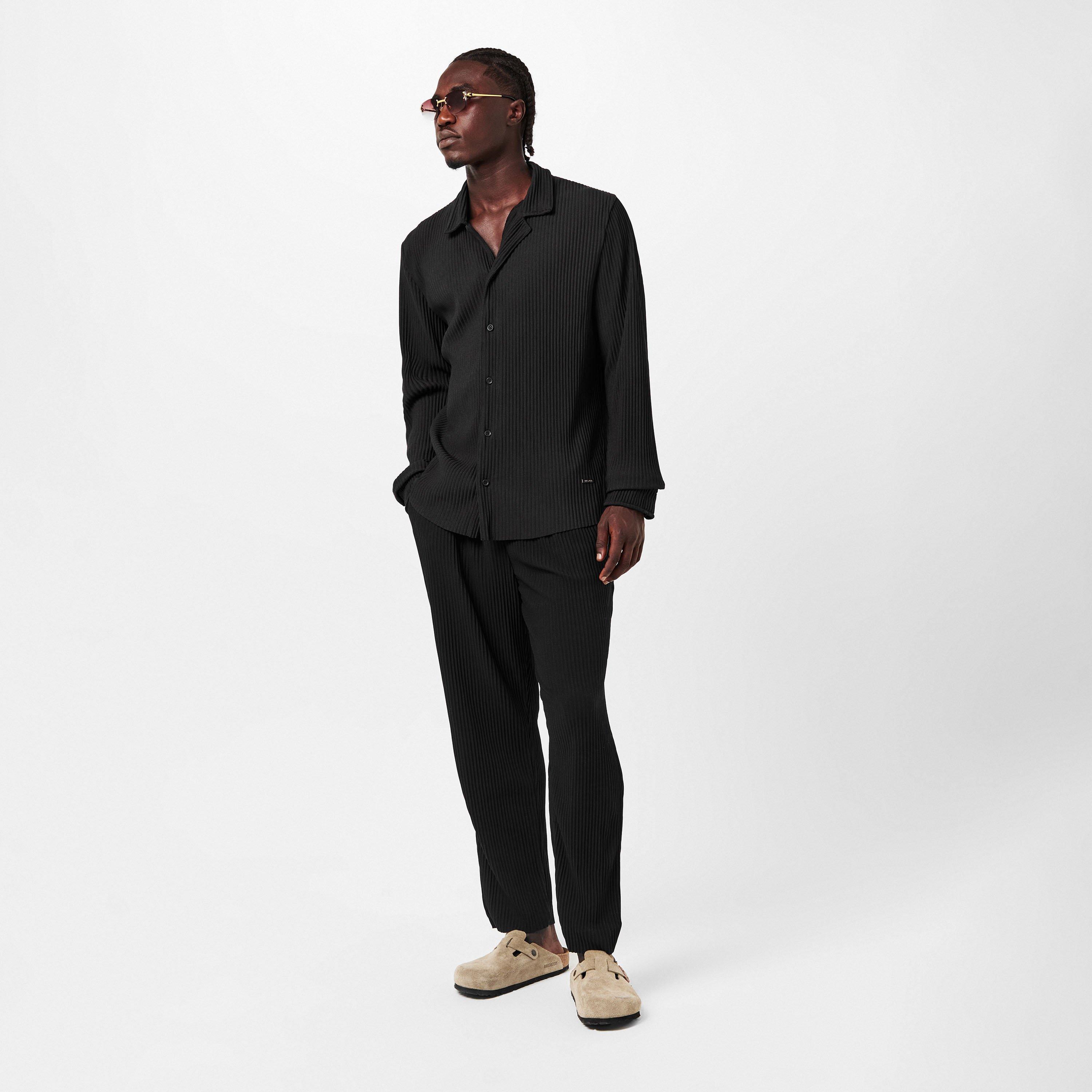 Black - BELIER - Men's Pleated Trousers, Pleated Design - 6