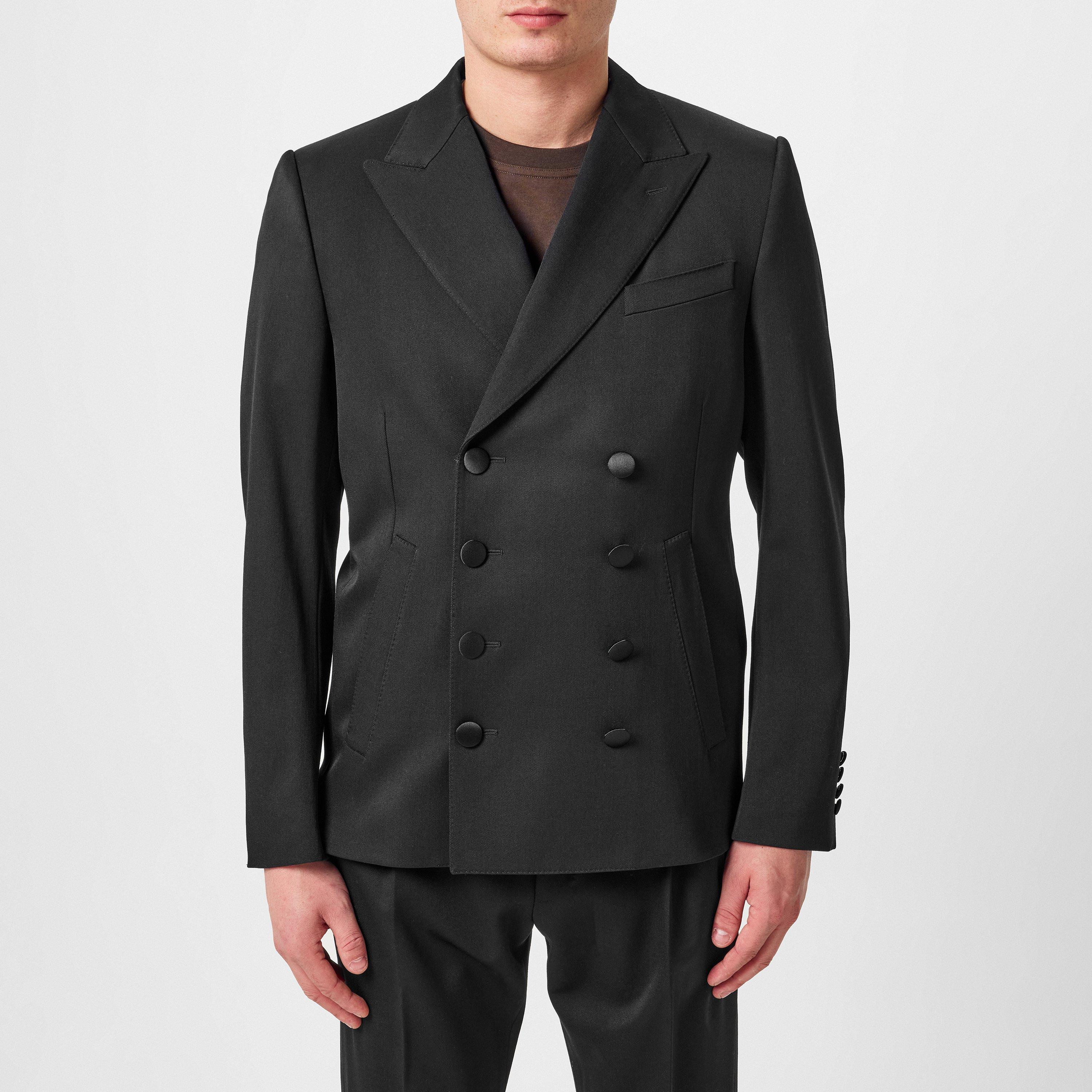 Black - Dolce and Gabbana - Men's Double Breasted Wool Long Sleeve Formal Jacket - 1