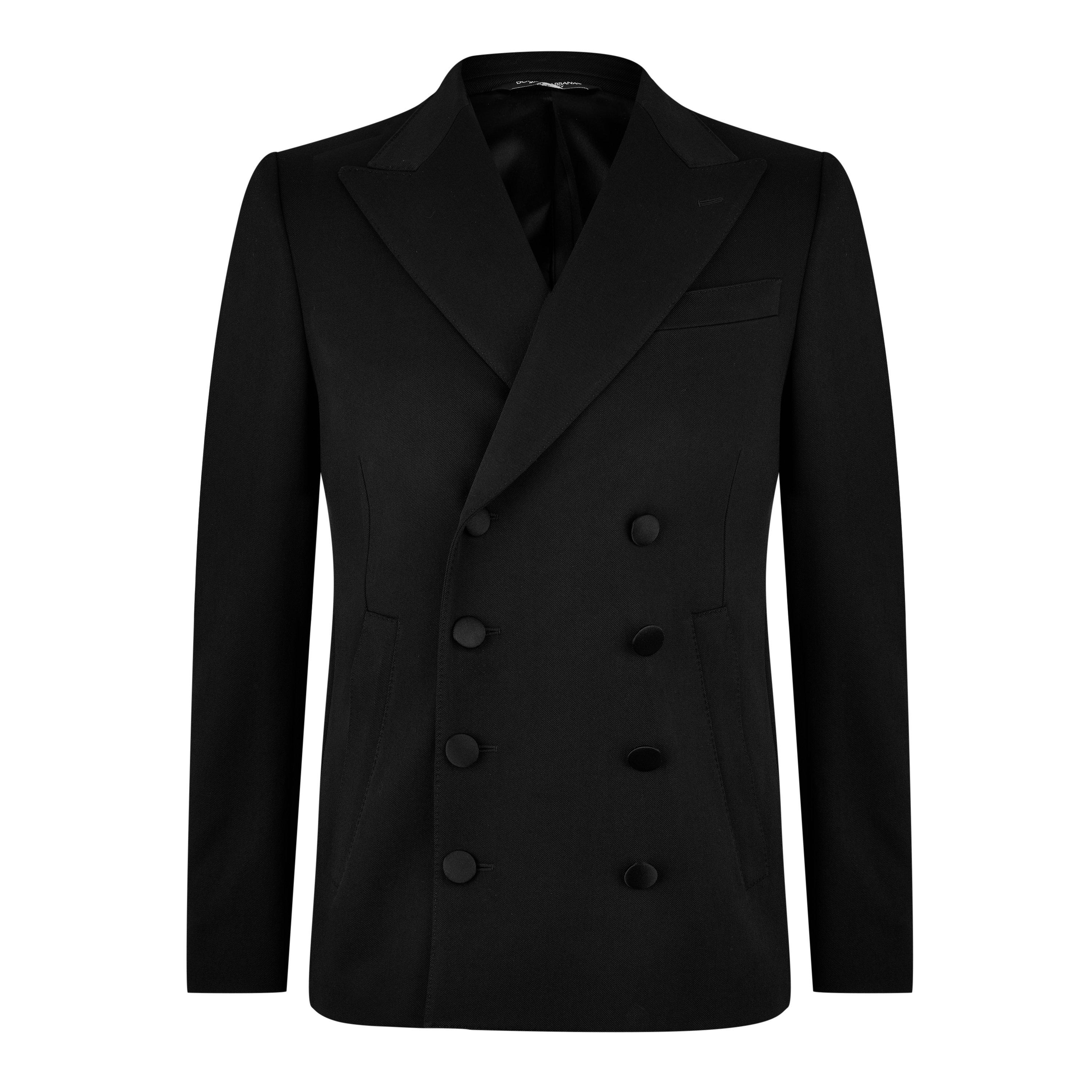 Black - Dolce and Gabbana - Men's Double Breasted Wool Long Sleeve Formal Jacket - 5