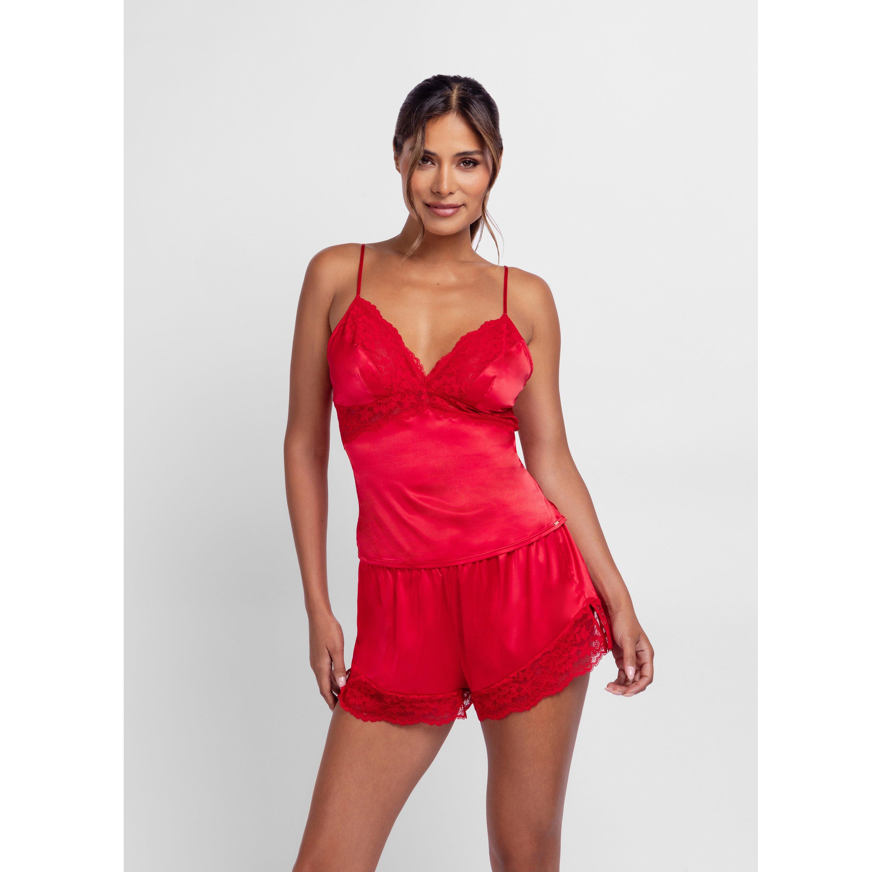 Red - Dorina - Lyra Satin Shorts - 2