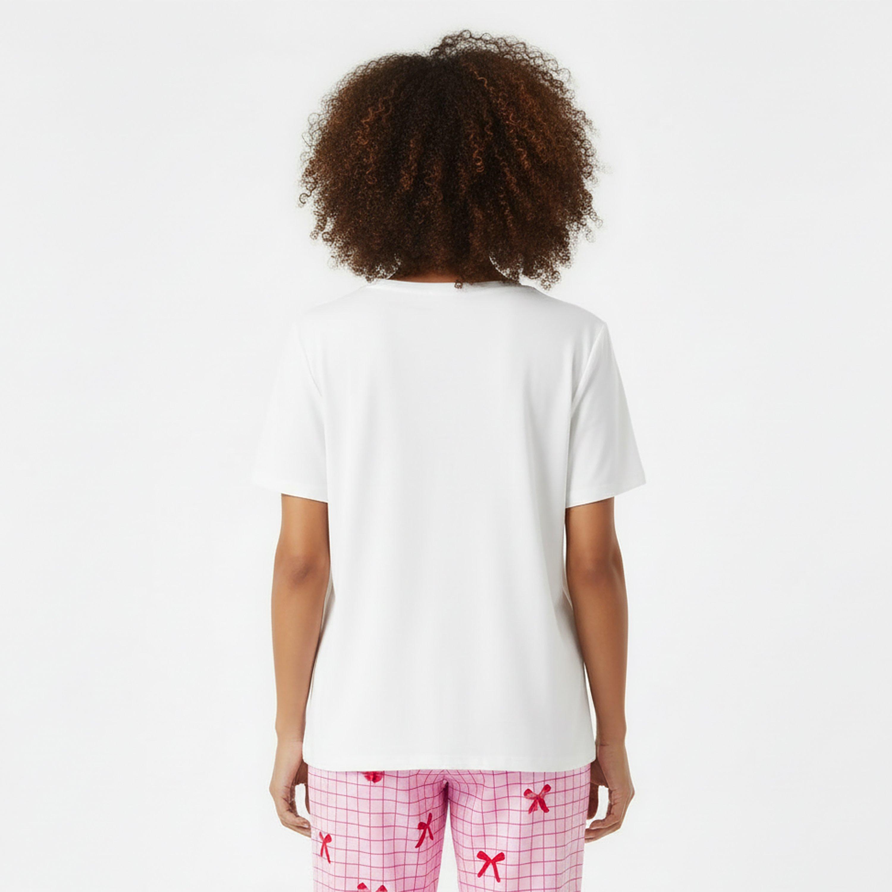 Red Gingham Bow - Urban Threads - Women's Short Sleeve Pyjama Set - 4