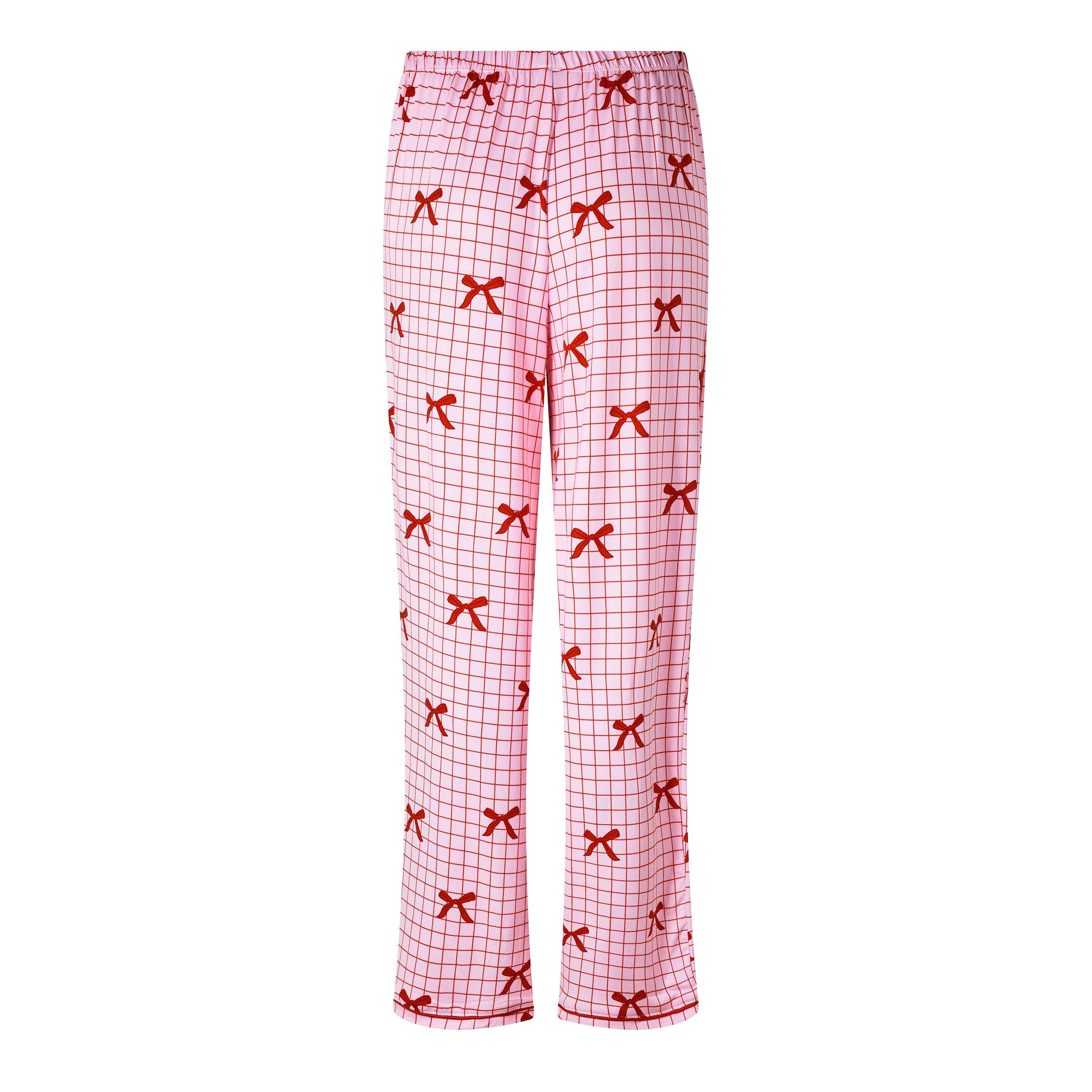 Red Gingham Bow - Urban Threads - Women's Short Sleeve Pyjama Set - 4