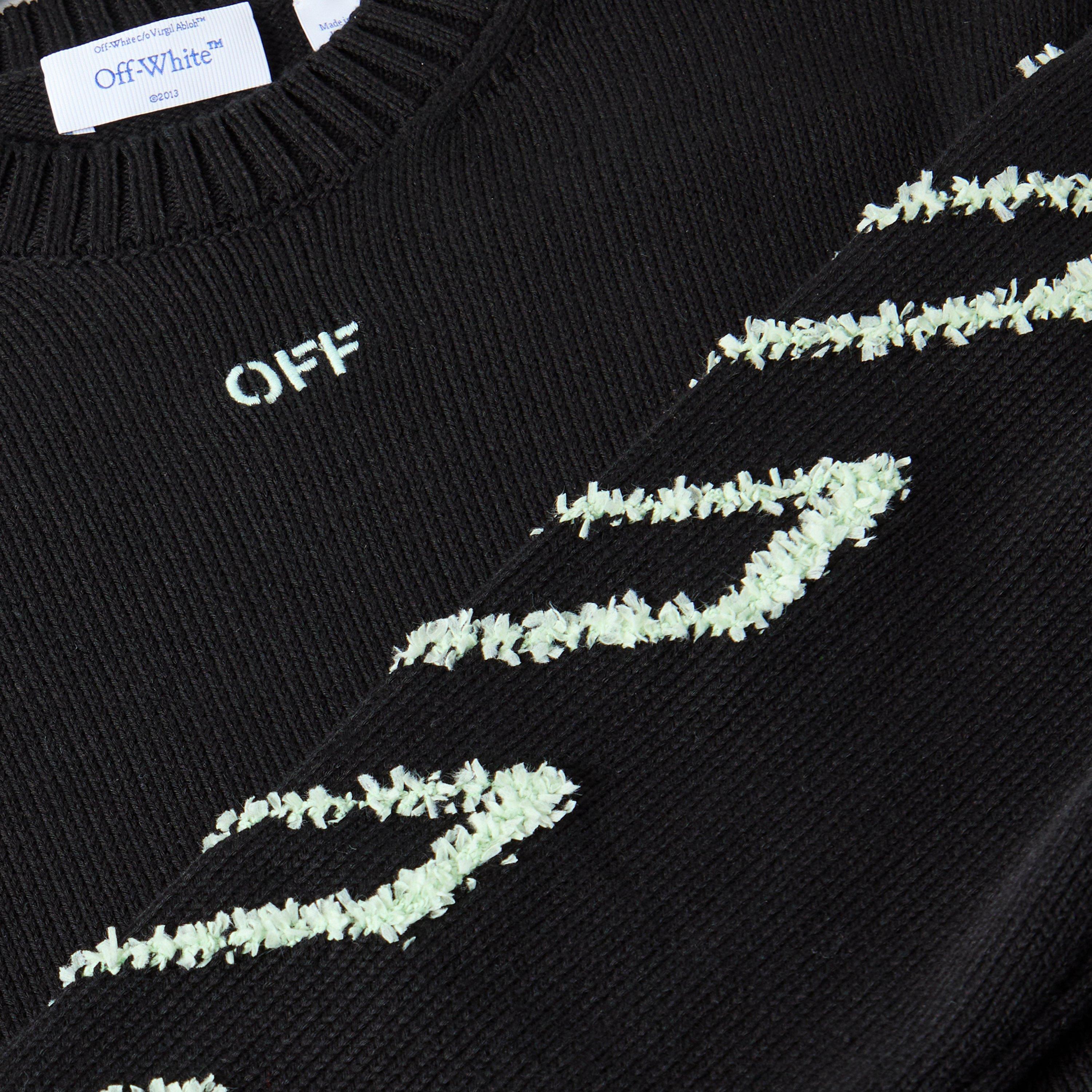 Black 0001 - Off White - Men's Diagonal Arrow Crew Neck Jumper - 5