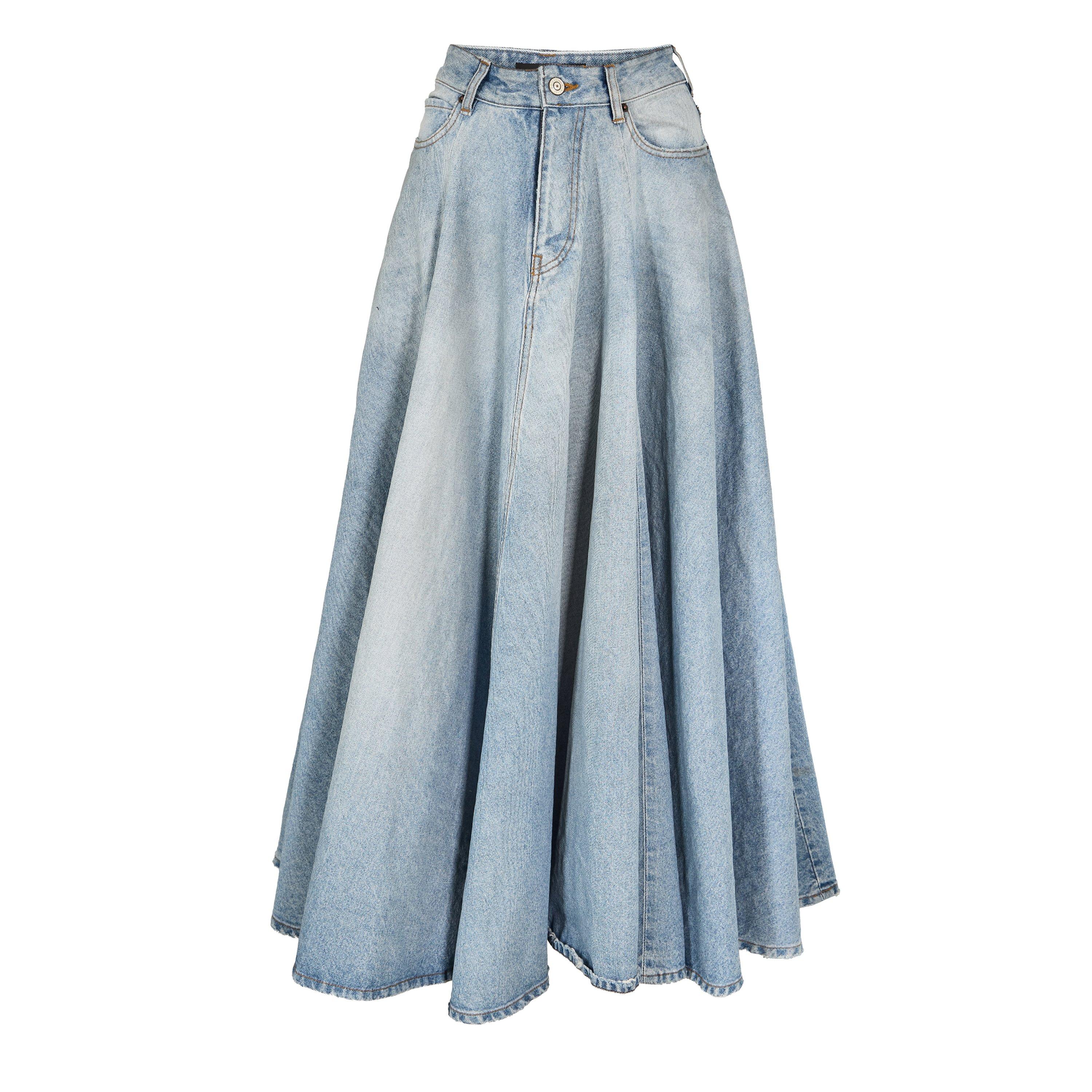 Dirty Blue - Balenciaga - Womens Godet Maxi Skirt - 1