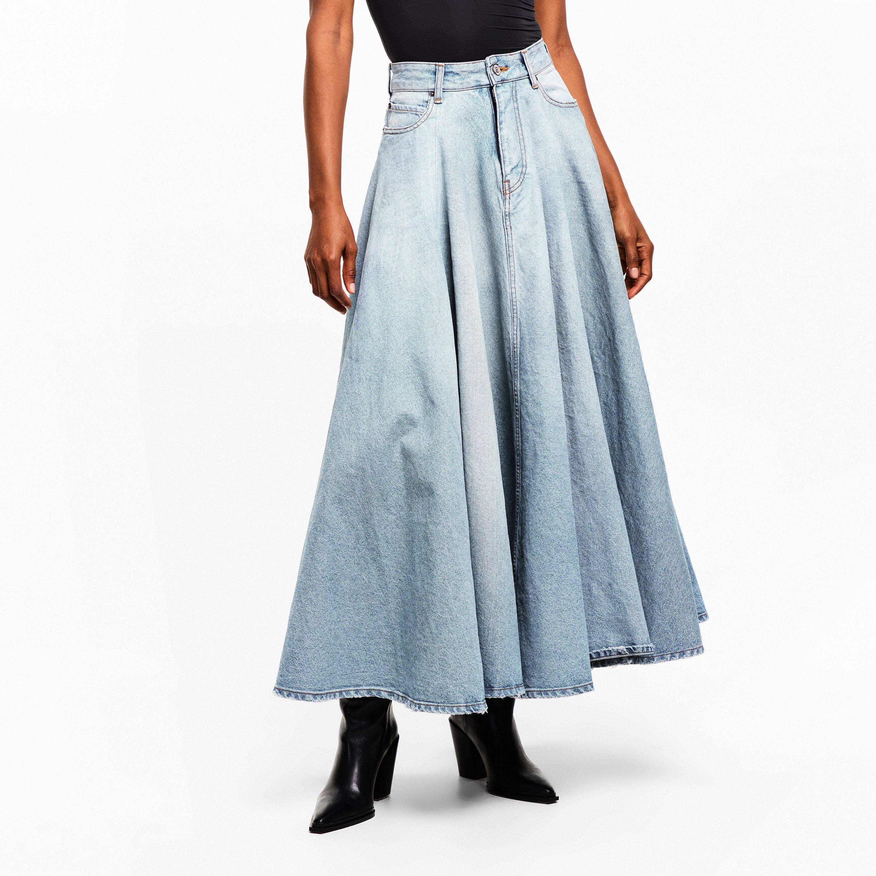 Dirty Blue - Balenciaga - Womens Godet Maxi Skirt - 3