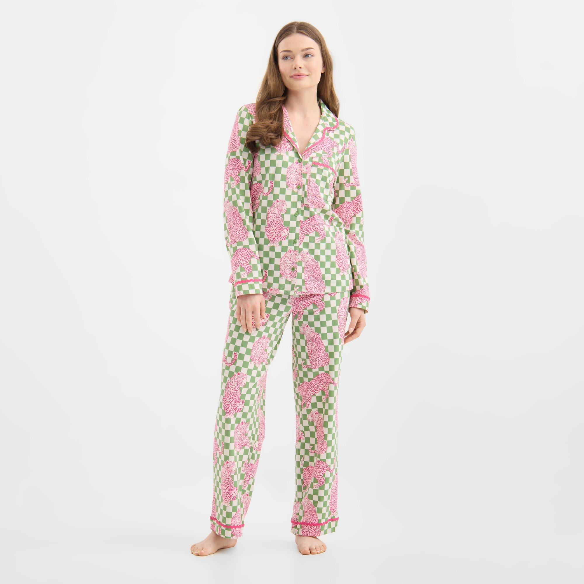 Chelsea Peers Women's Long Sleeve Pyjama Set - Leopard Check - 10 (S)
