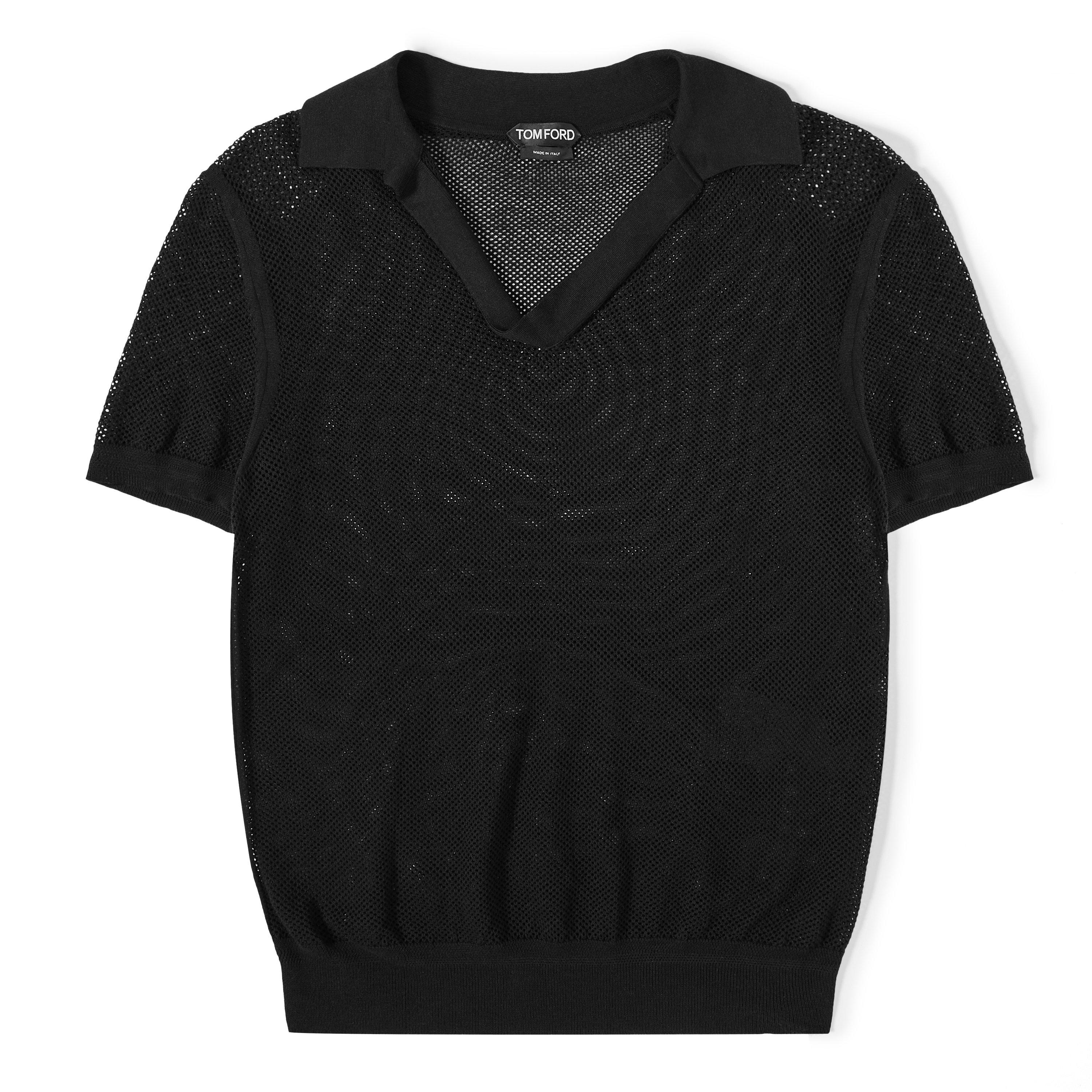 Tom Ford Men's Mesh Short Sleeve Knitted Top - Black - XL