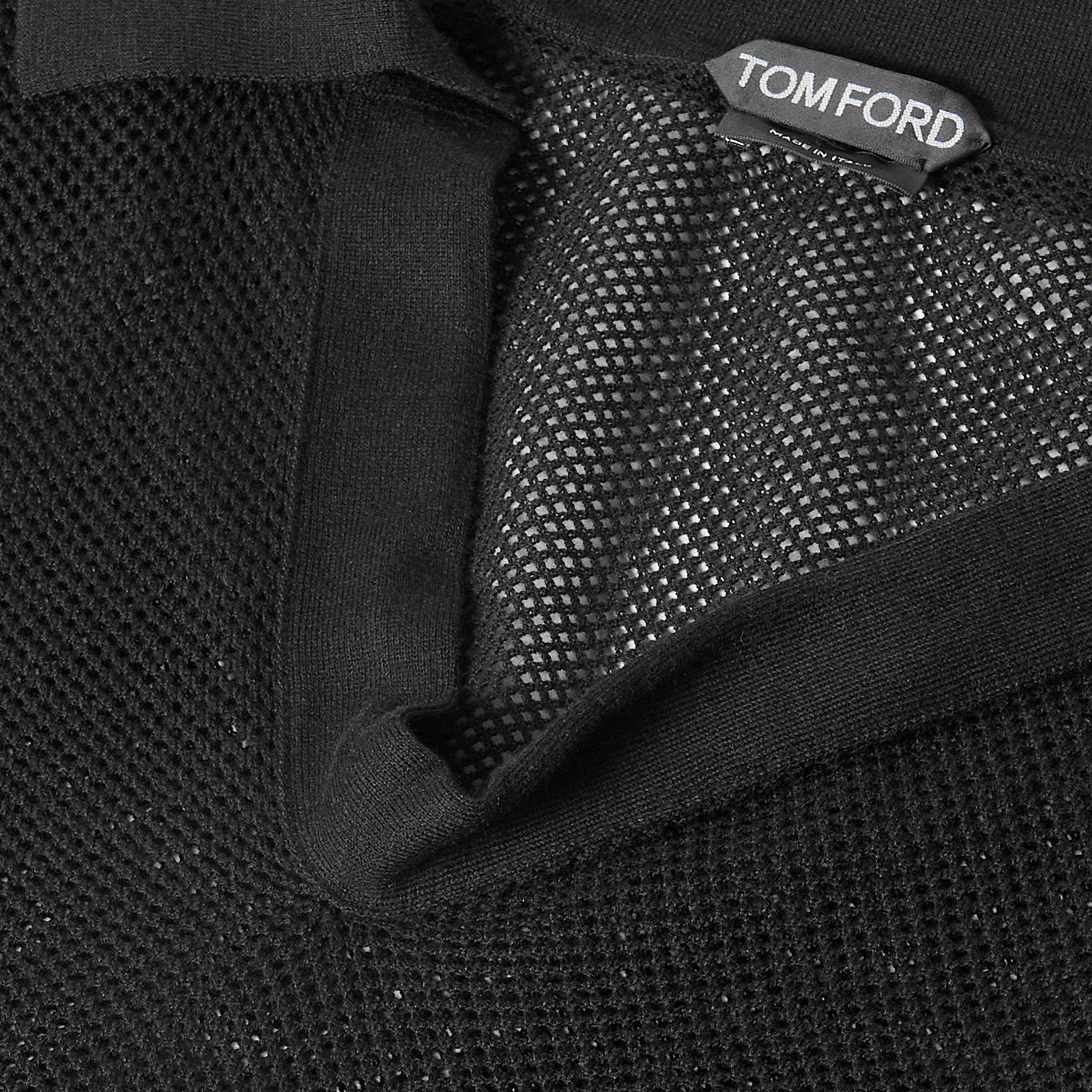 Black - Tom Ford - Men's Mesh Short Sleeve Knitted Top - 5