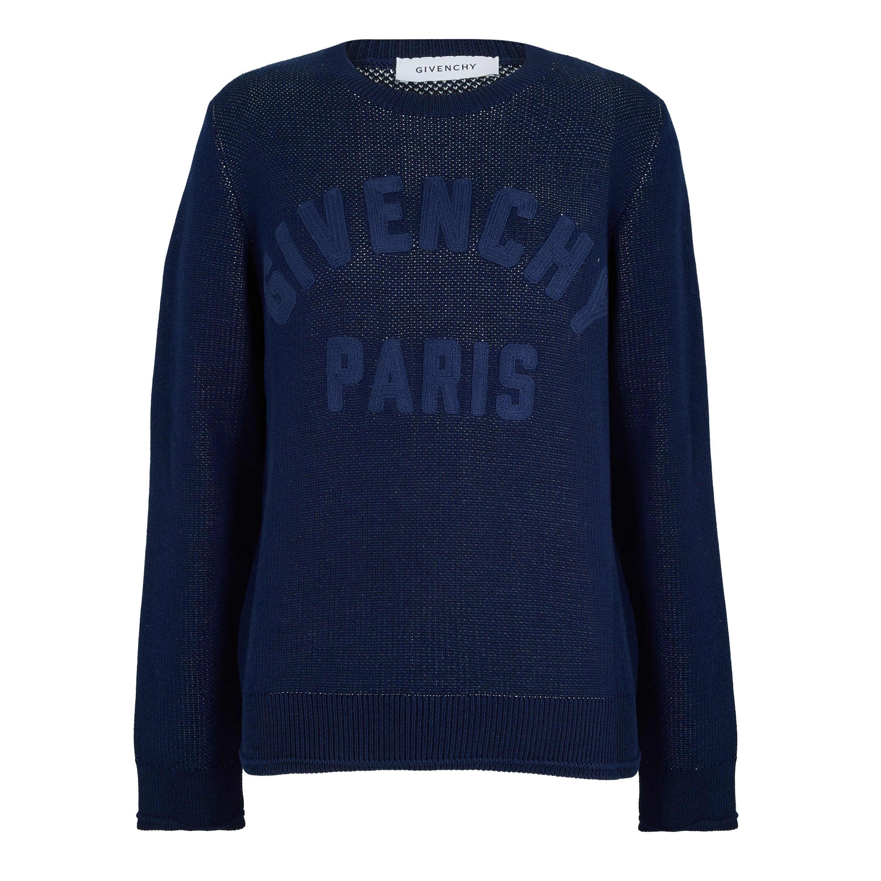 GIVENCHY Men's GIV Logo Crew Neck Jumper - Navy - Large