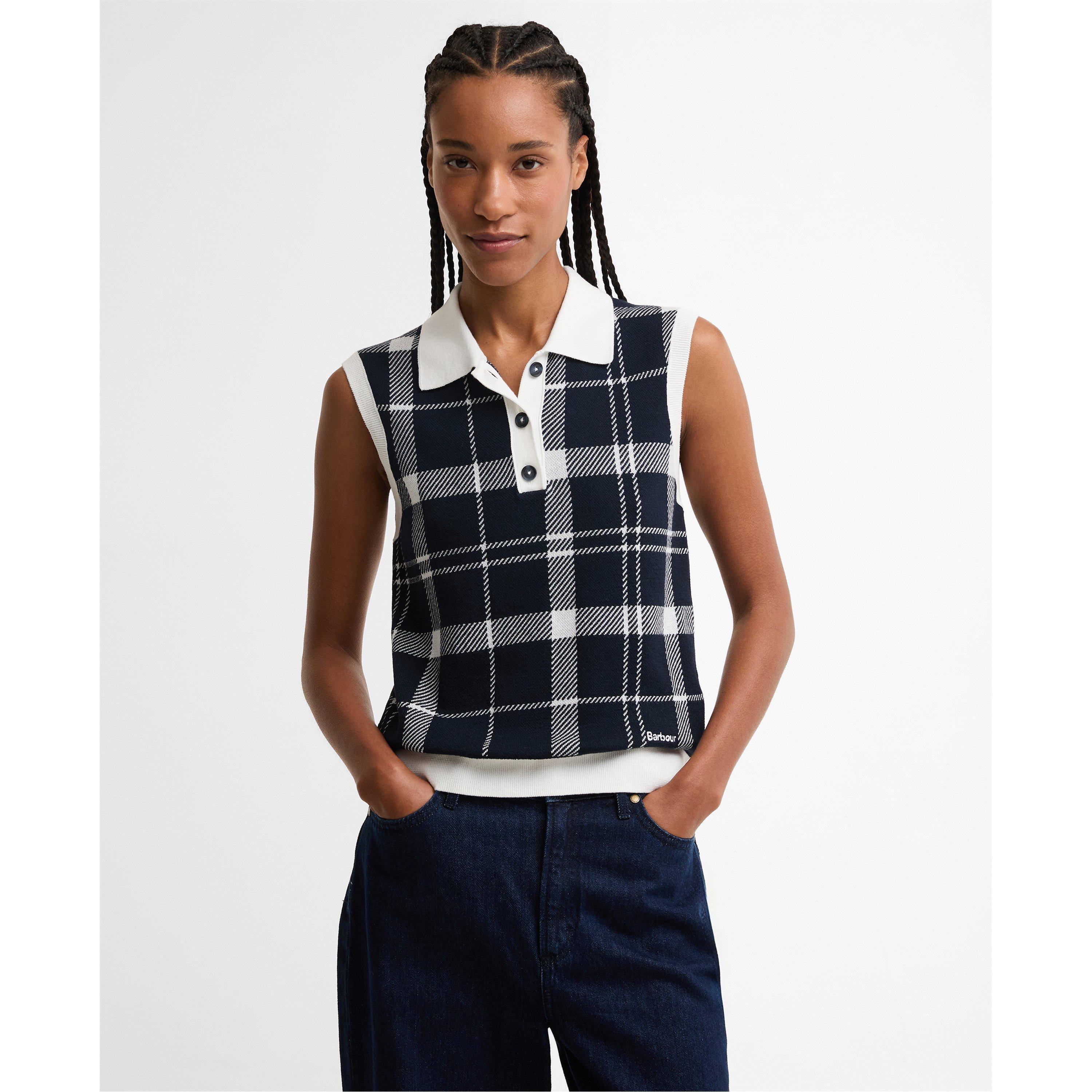 Multi Check - Barbour - Women's Knitted Short Sleeve Polo Shirt - 2