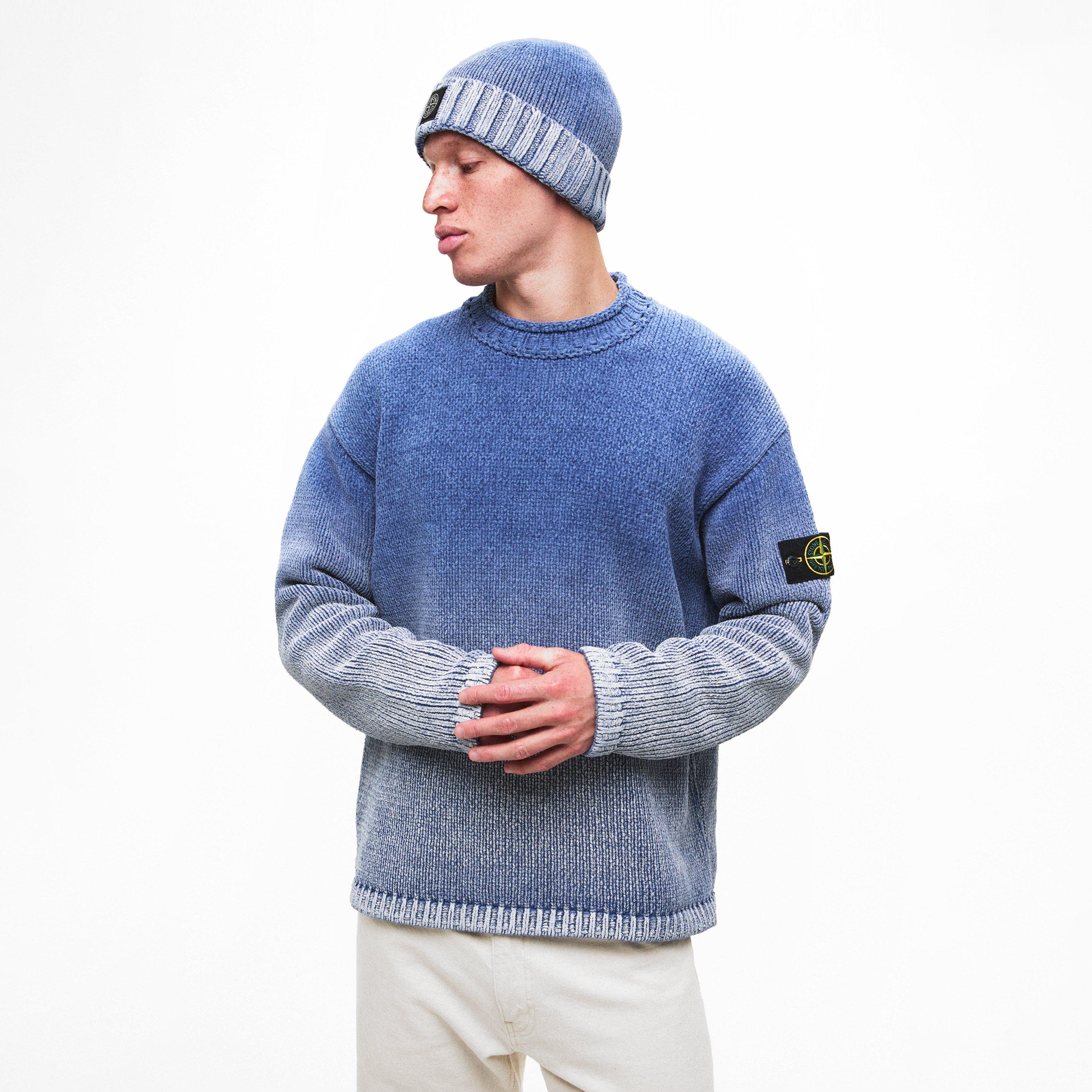 Dark Blue V0024 - Stone Island - Men's Chenille Crew Neck Jumper - 3