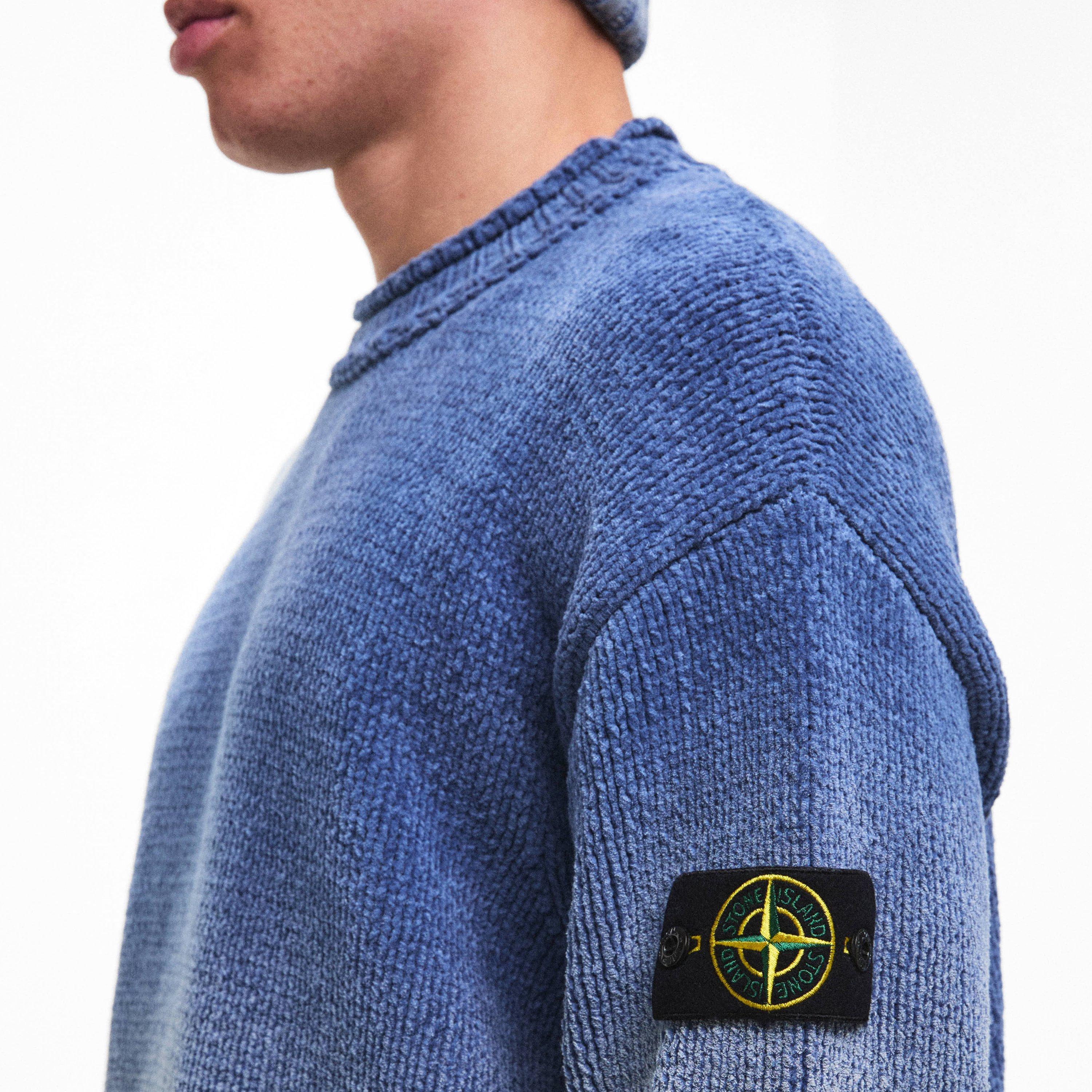 Dark Blue V0024 - Stone Island - Men's Chenille Crew Neck Jumper - 5