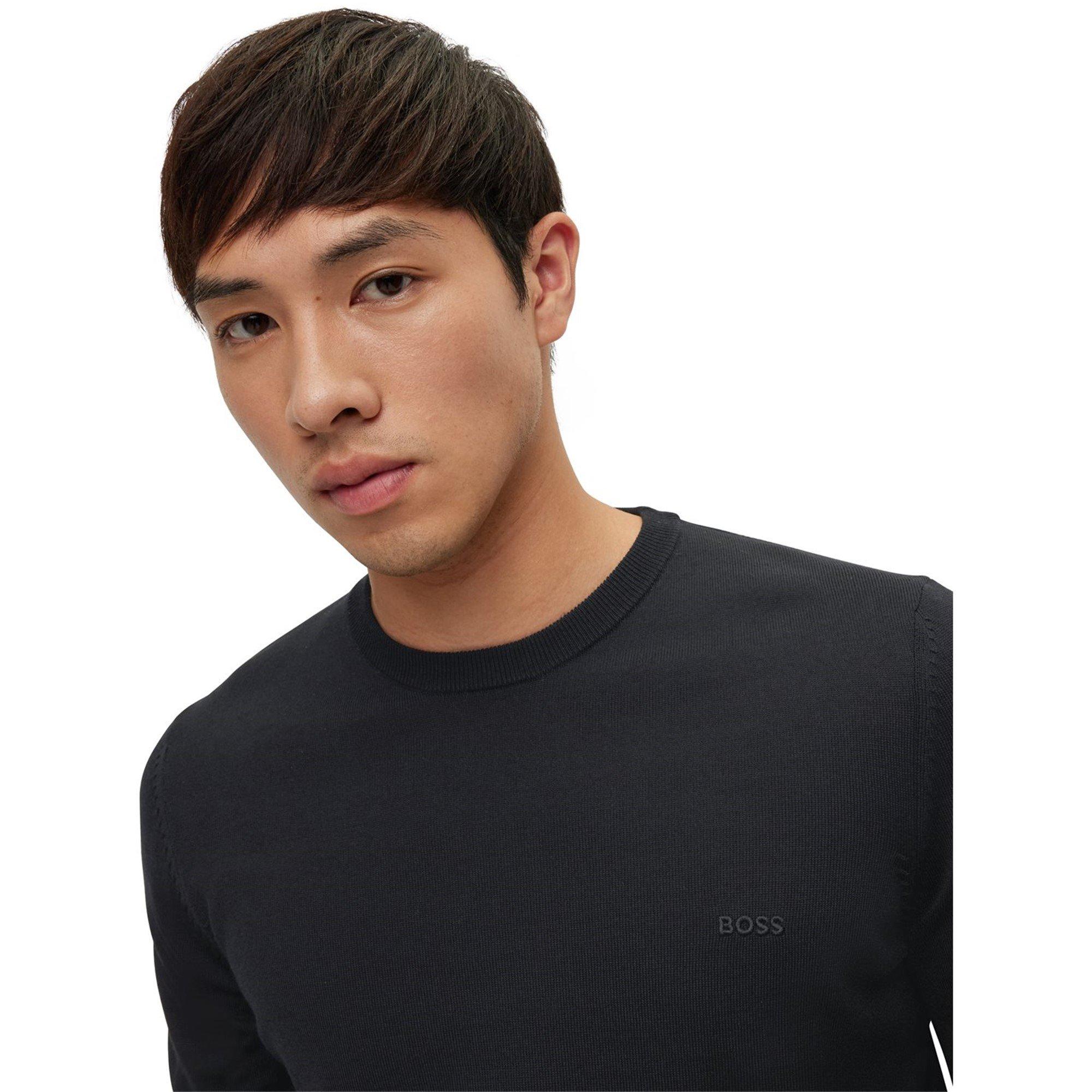 Black 001 - Boss - Men's Botto-L 01 Black Classic Fit Crew Neck Jumper - 4