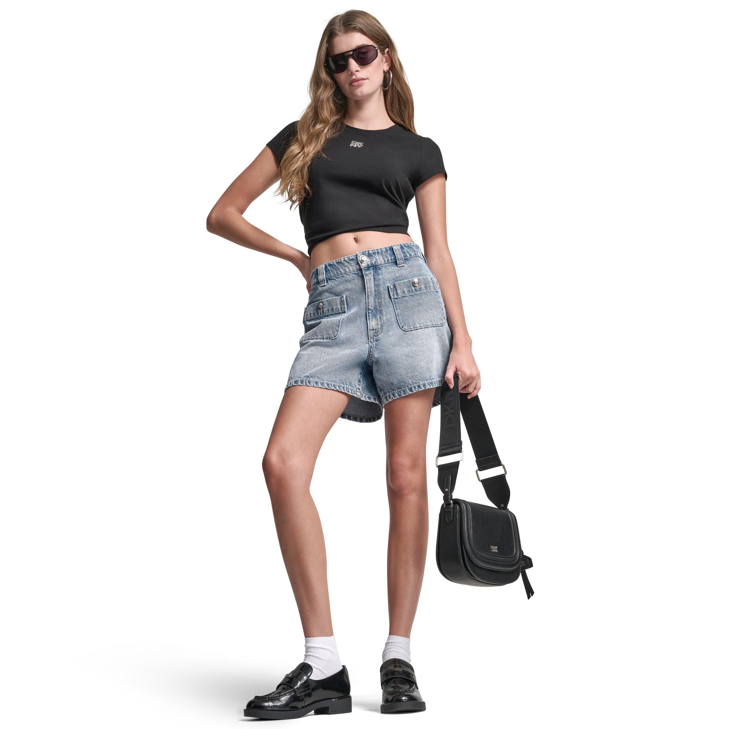 Black/Silver - DKNY - DKNY Dmt Baby Tee Ld62 - 7