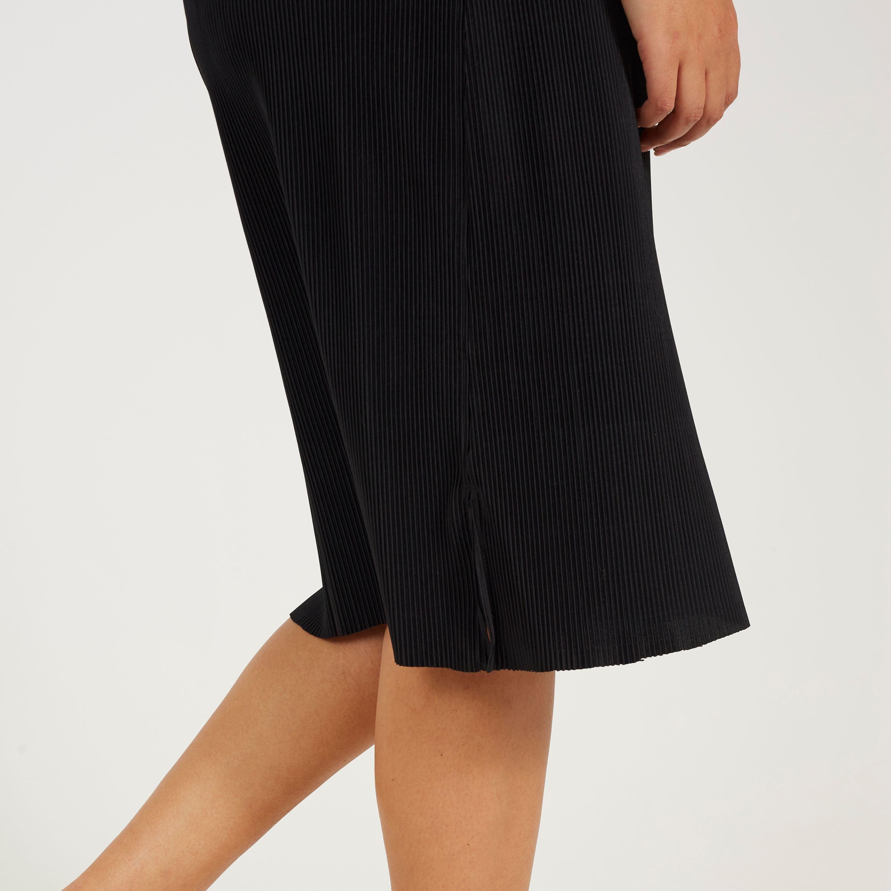 Zwart - Brave Soul - Womens Plus Size Plisse Midi Skirt - 3