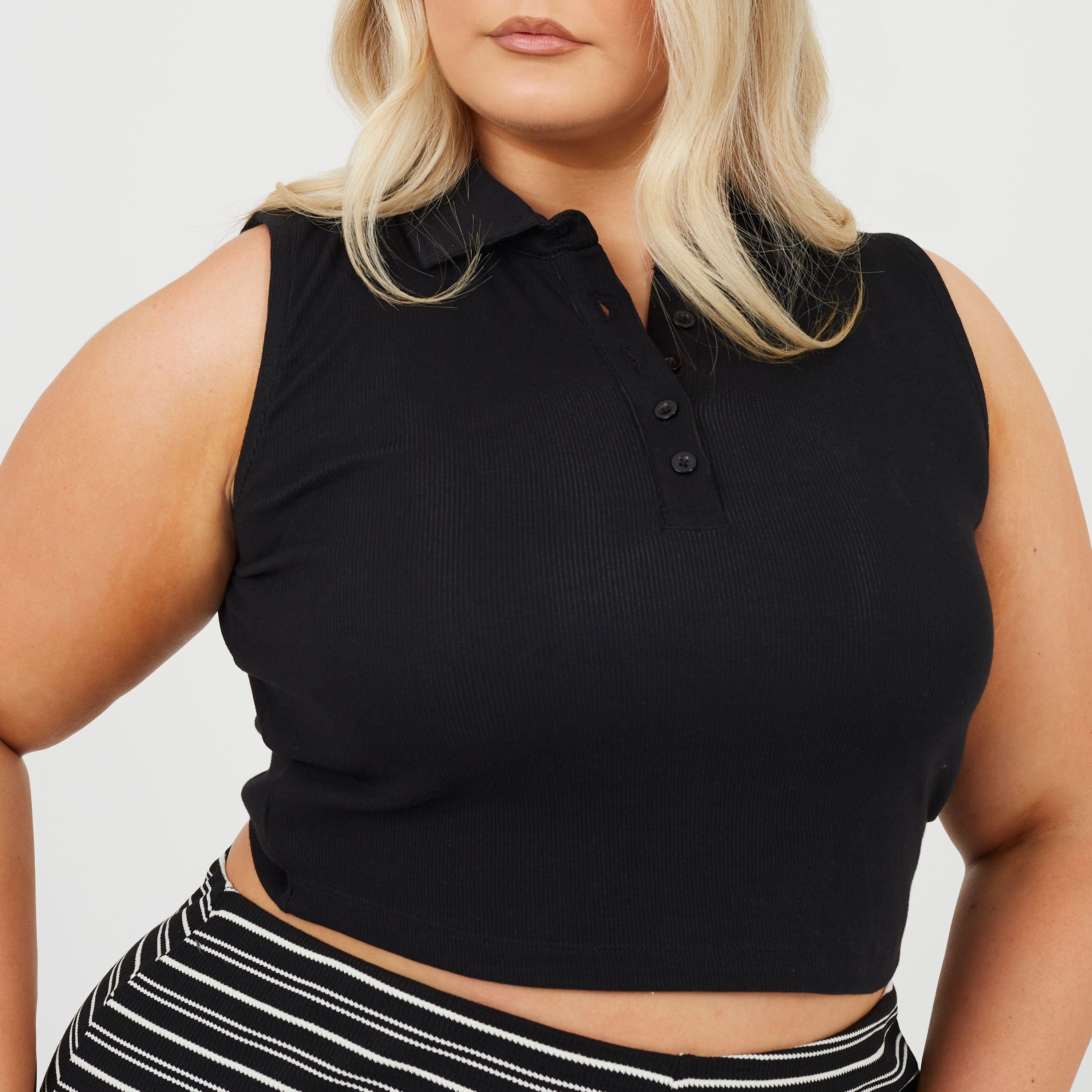 Noir - Brave Soul - Womens Plus Size Vest with Collar and Buttons - 3