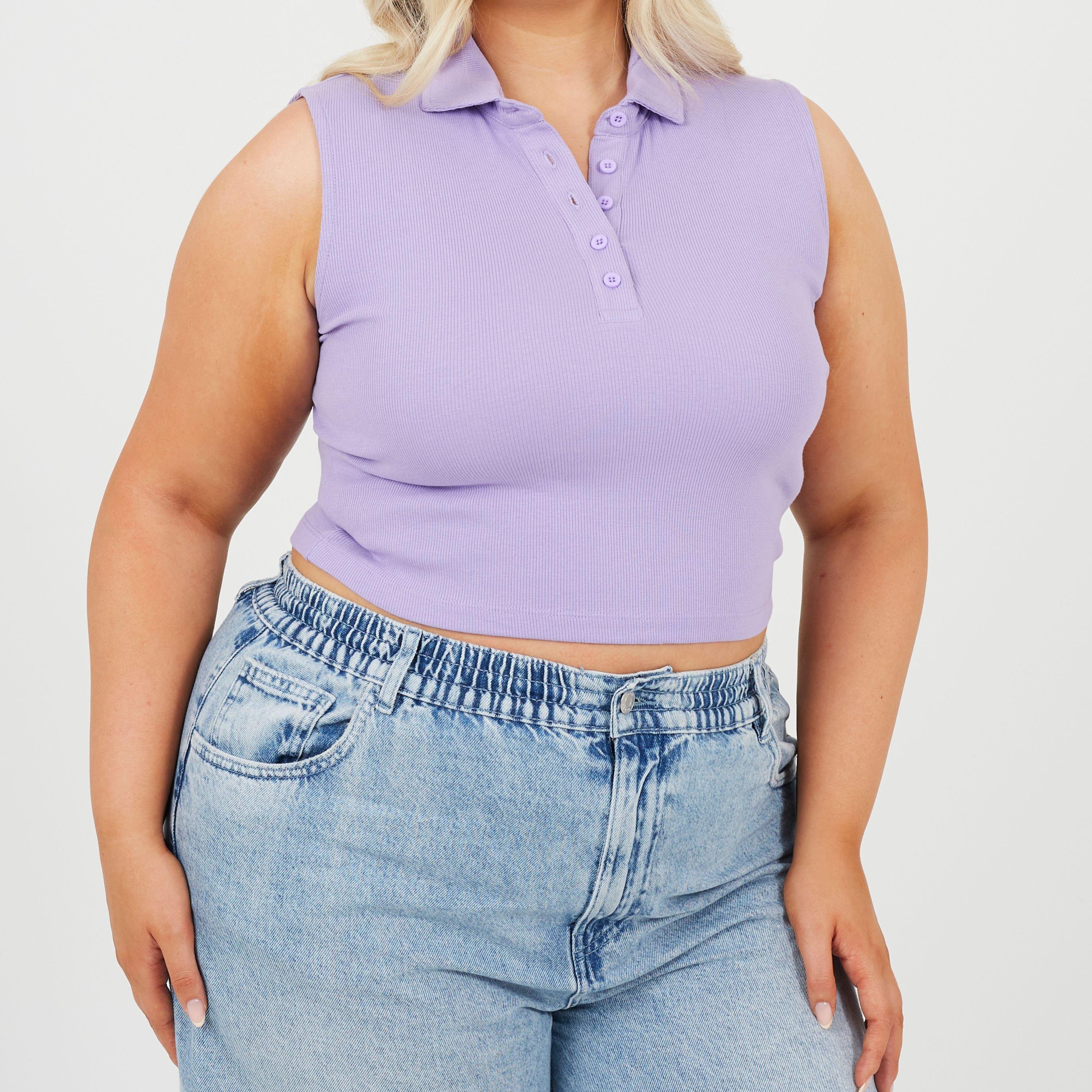 Brave Soul Women's Plus Size Vest With Collar And Buttons - Violet - 20 (3XL)