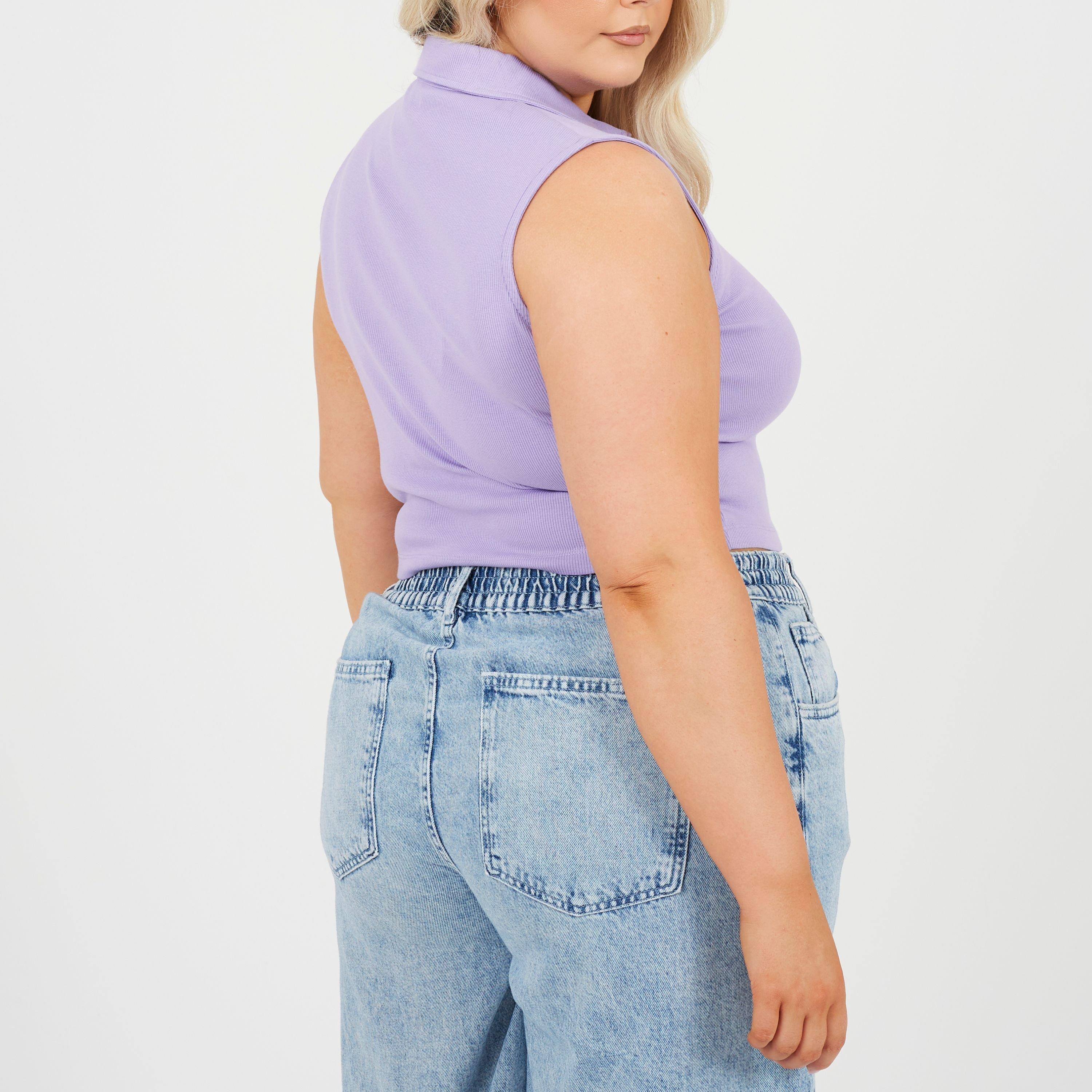 Violet - Brave Soul - Womens Plus Size Vest with Collar and Buttons - 2