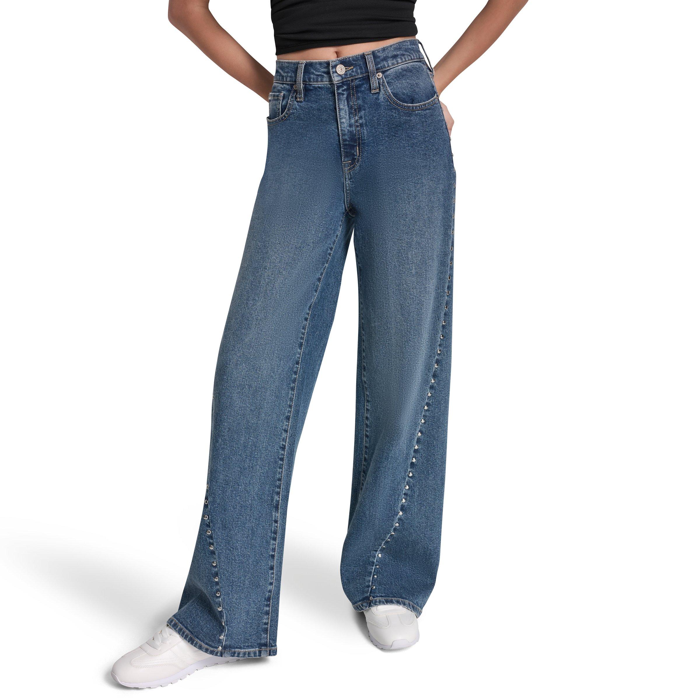 Richmond - DKNY - DKNY Jeans High Rise Modern Wide Leg W/ Curved Studded Forward Seam - 1