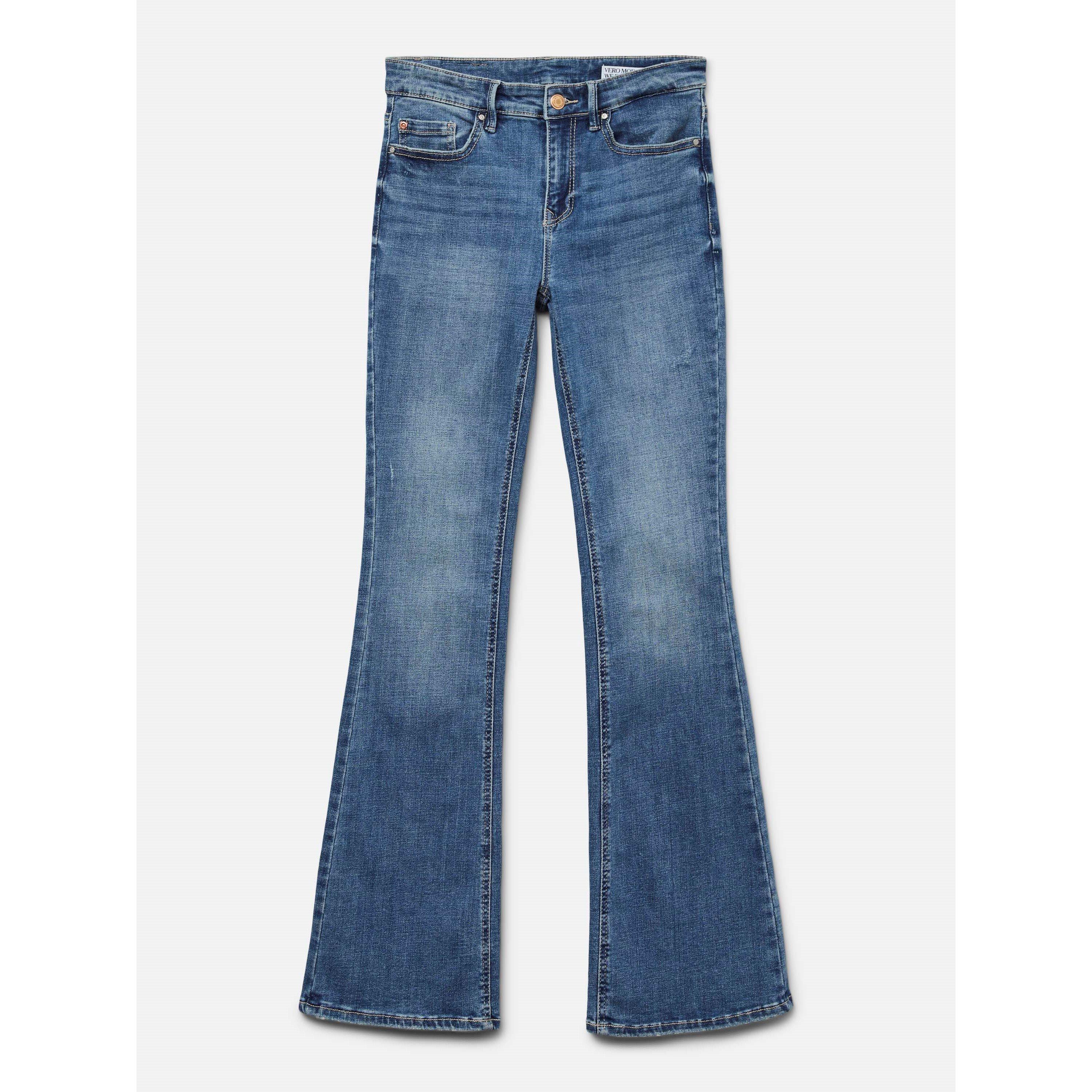 Vero Moda Women's Li347 Flared Bootcut Jeans - Mid Blue Denim - S L32