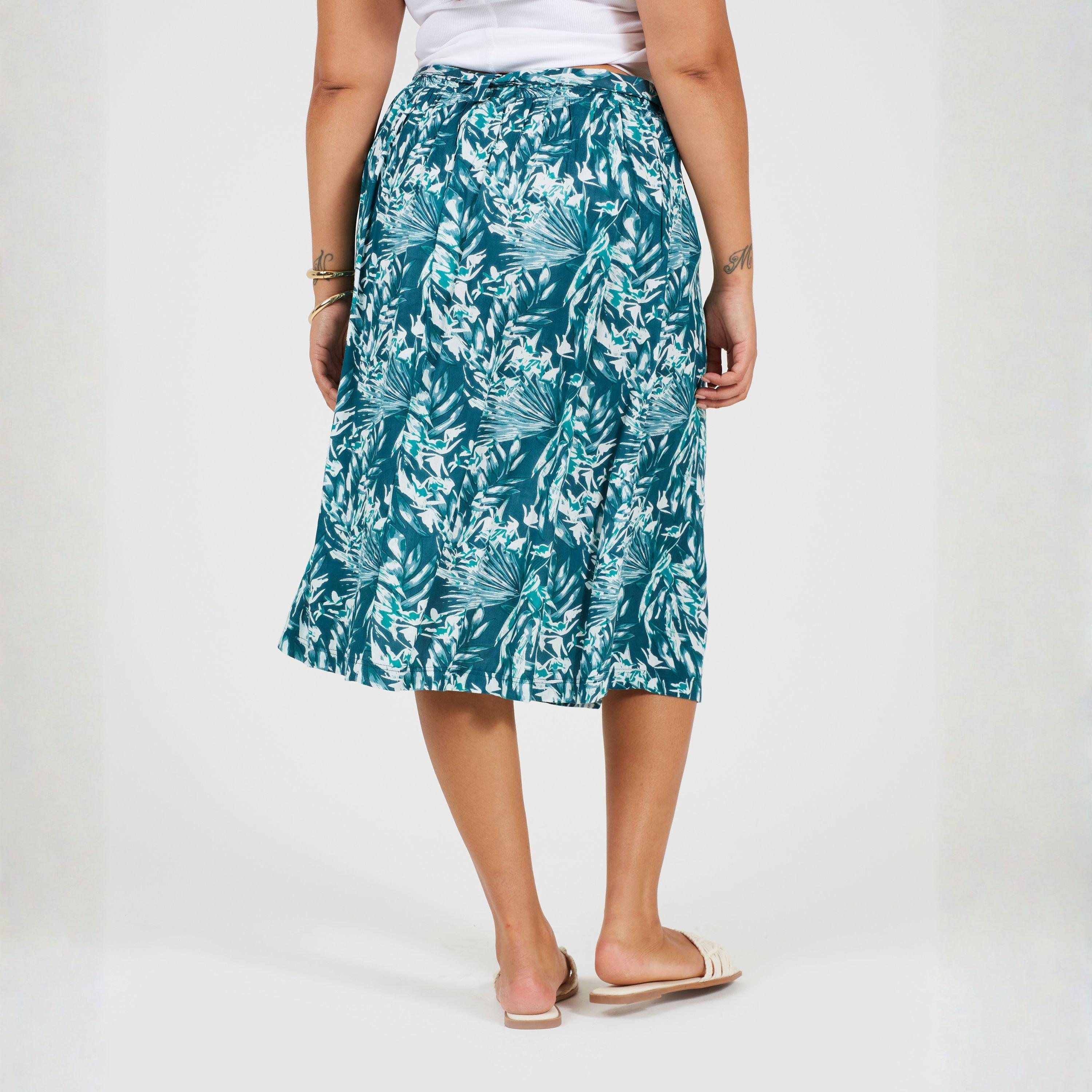 Grønne Blad - Brave Soul - Womens Plus Size All Over Print Midi Skirt - 2