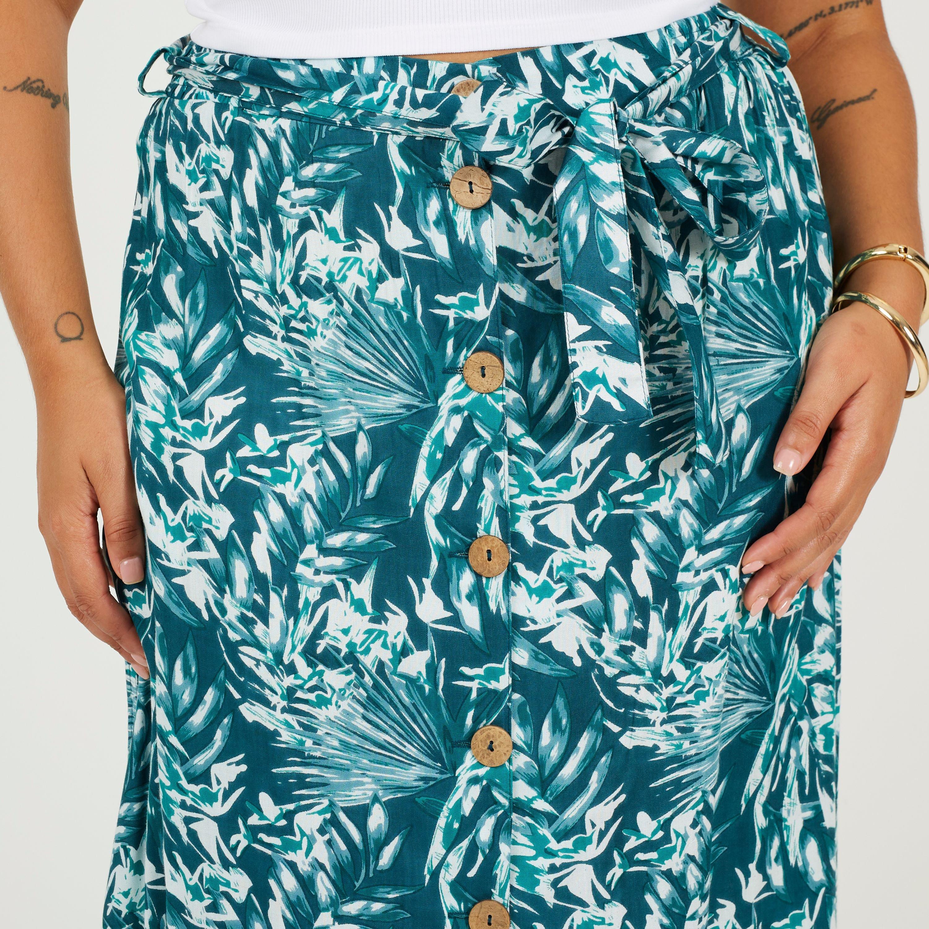 Grønne Blad - Brave Soul - Womens Plus Size All Over Print Midi Skirt - 3