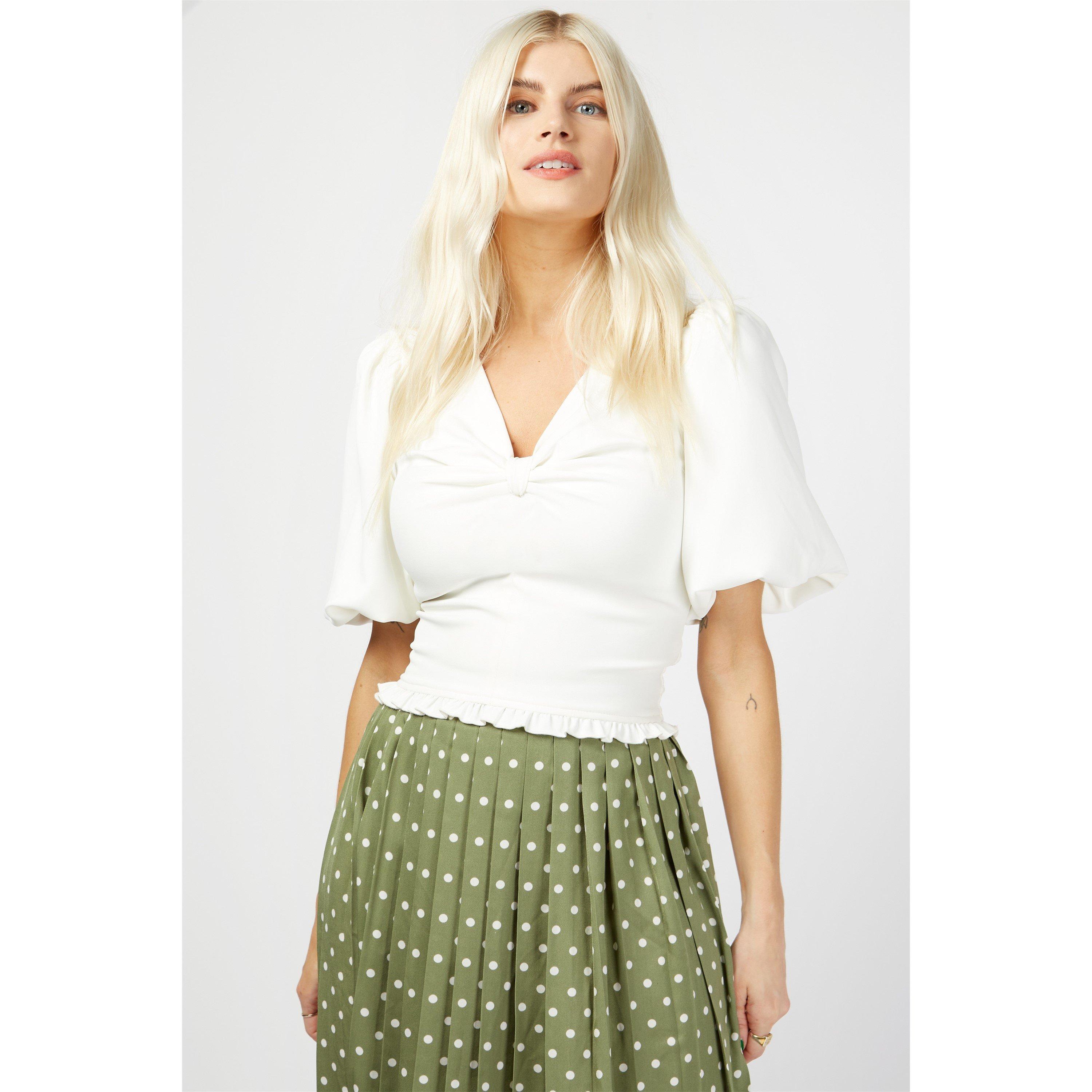 Cream - Little Mistress - Short-Sleeve Crop Top - 2