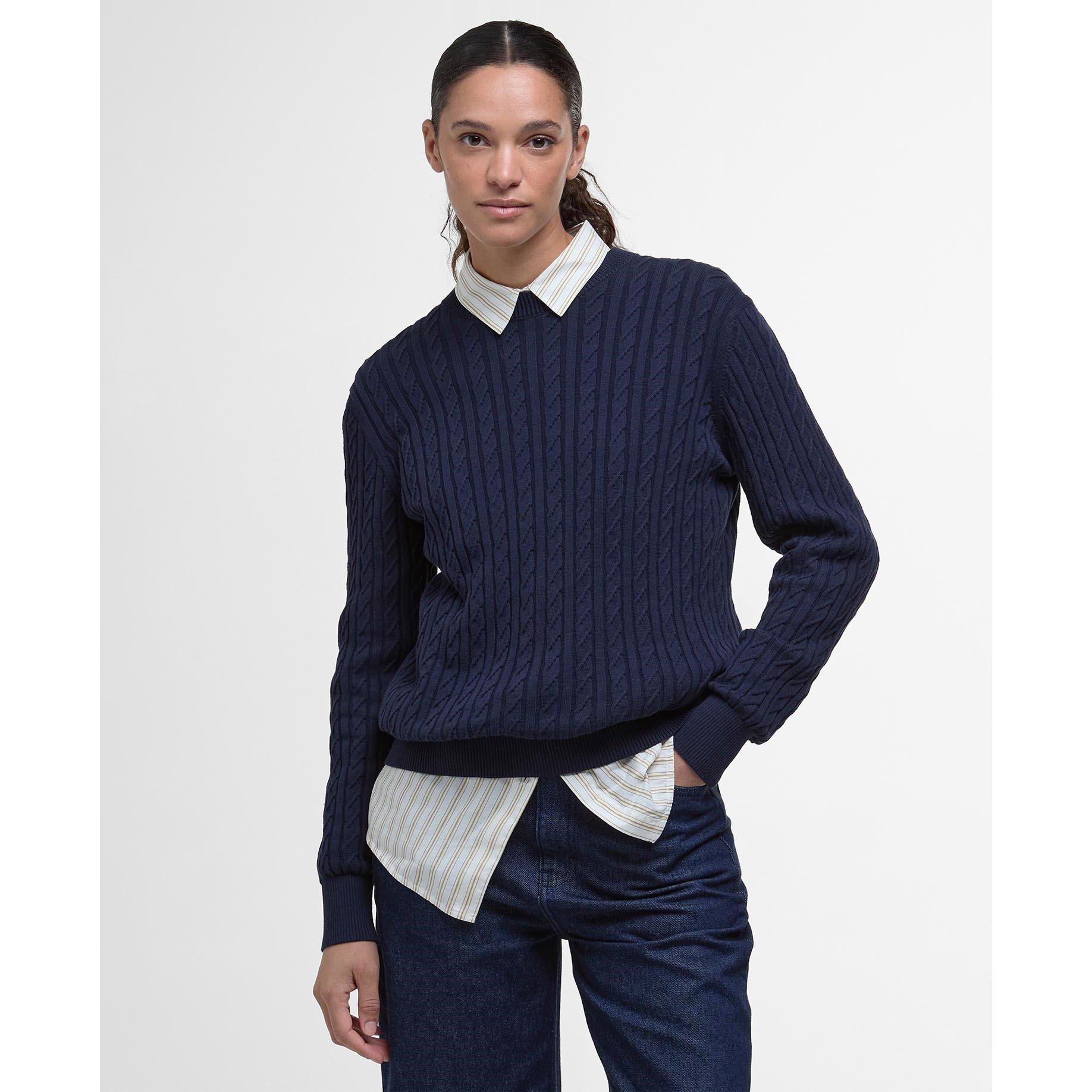 Navy - Barbour - Womens Hartland Crew Neck Jumper - 2