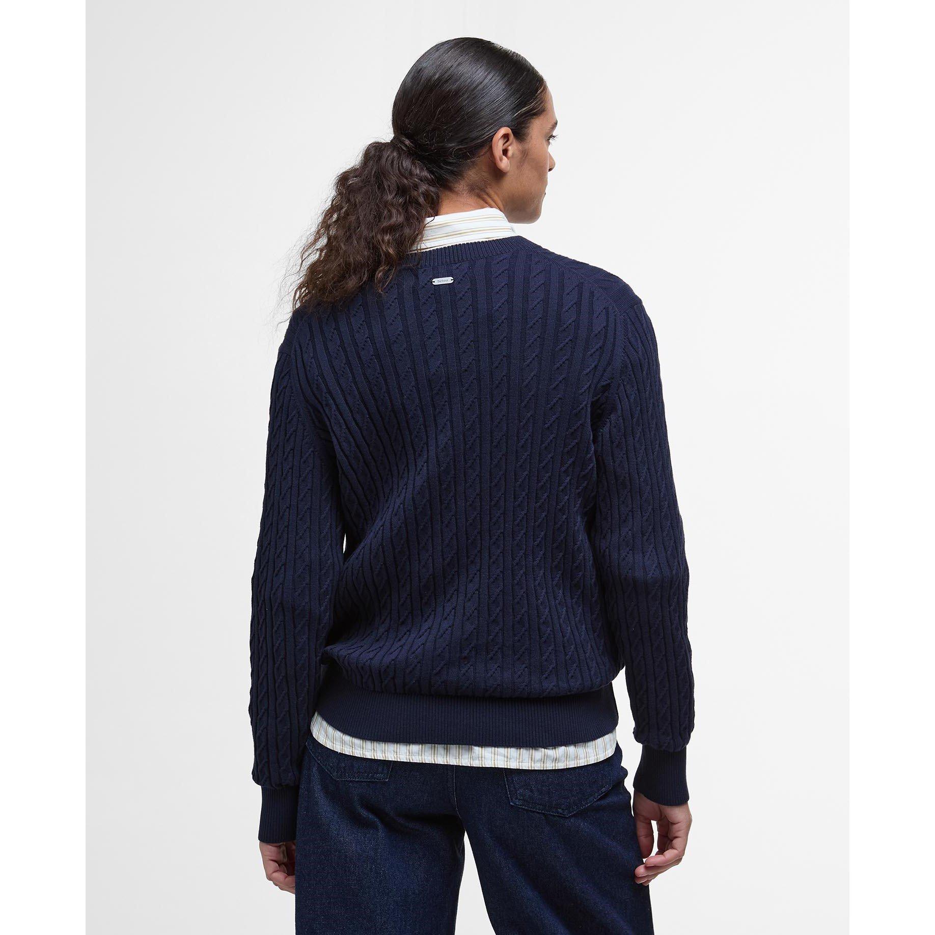 Navy - Barbour - Womens Hartland Crew Neck Jumper - 3
