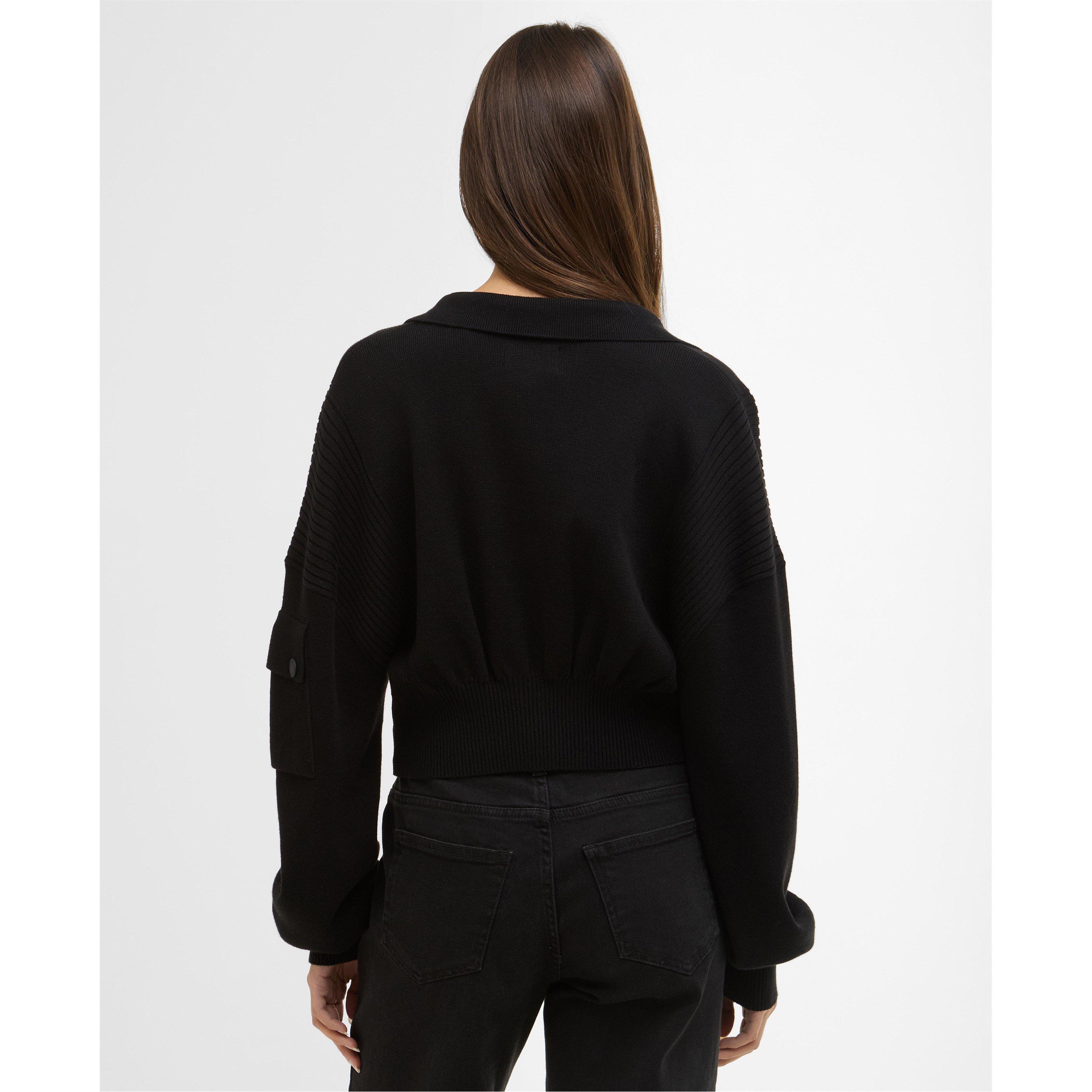 Black - Barbour International - Womens Gigi Knitted Bomber - 3