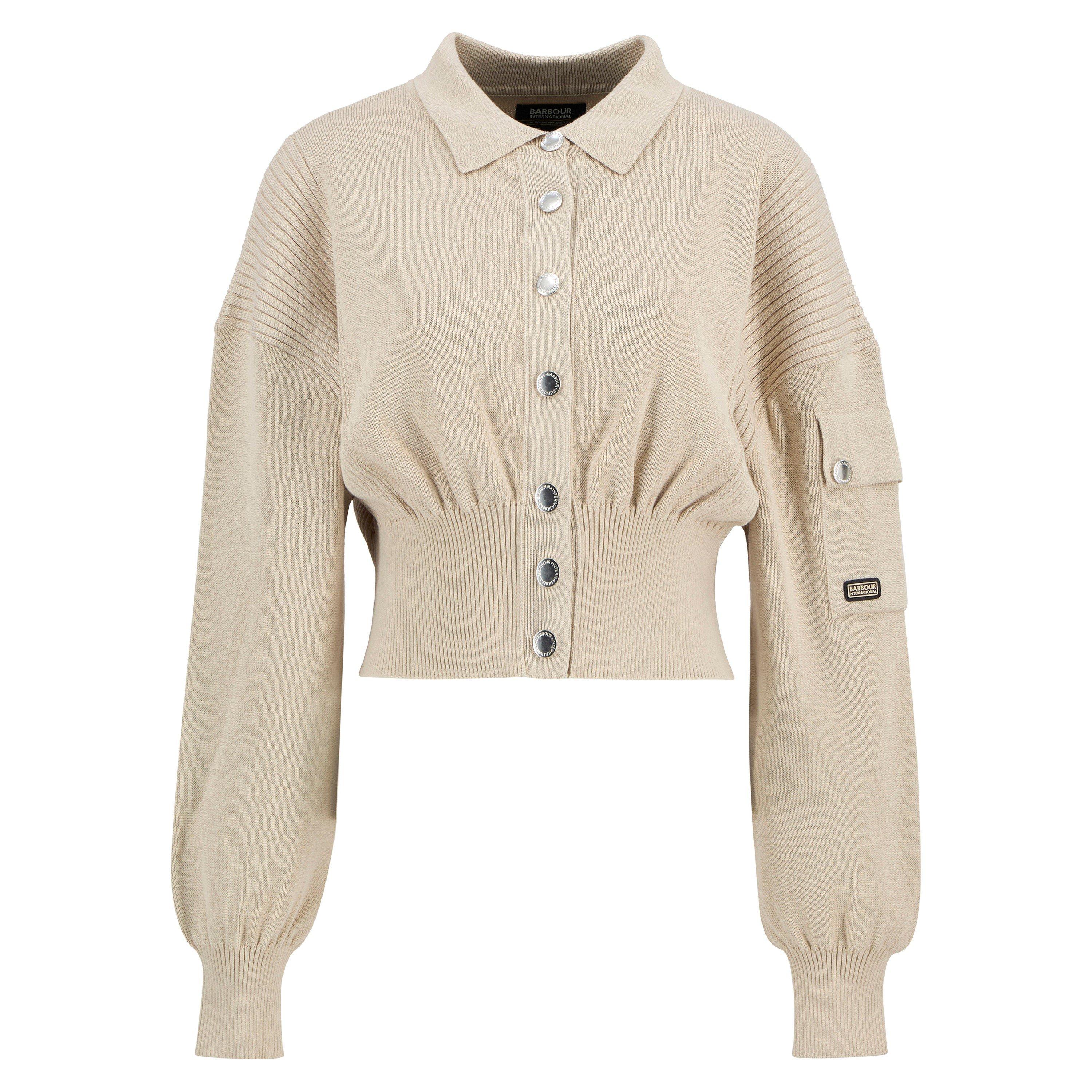 Cement - Barbour International - Womens Gigi Knitted Bomber - 1