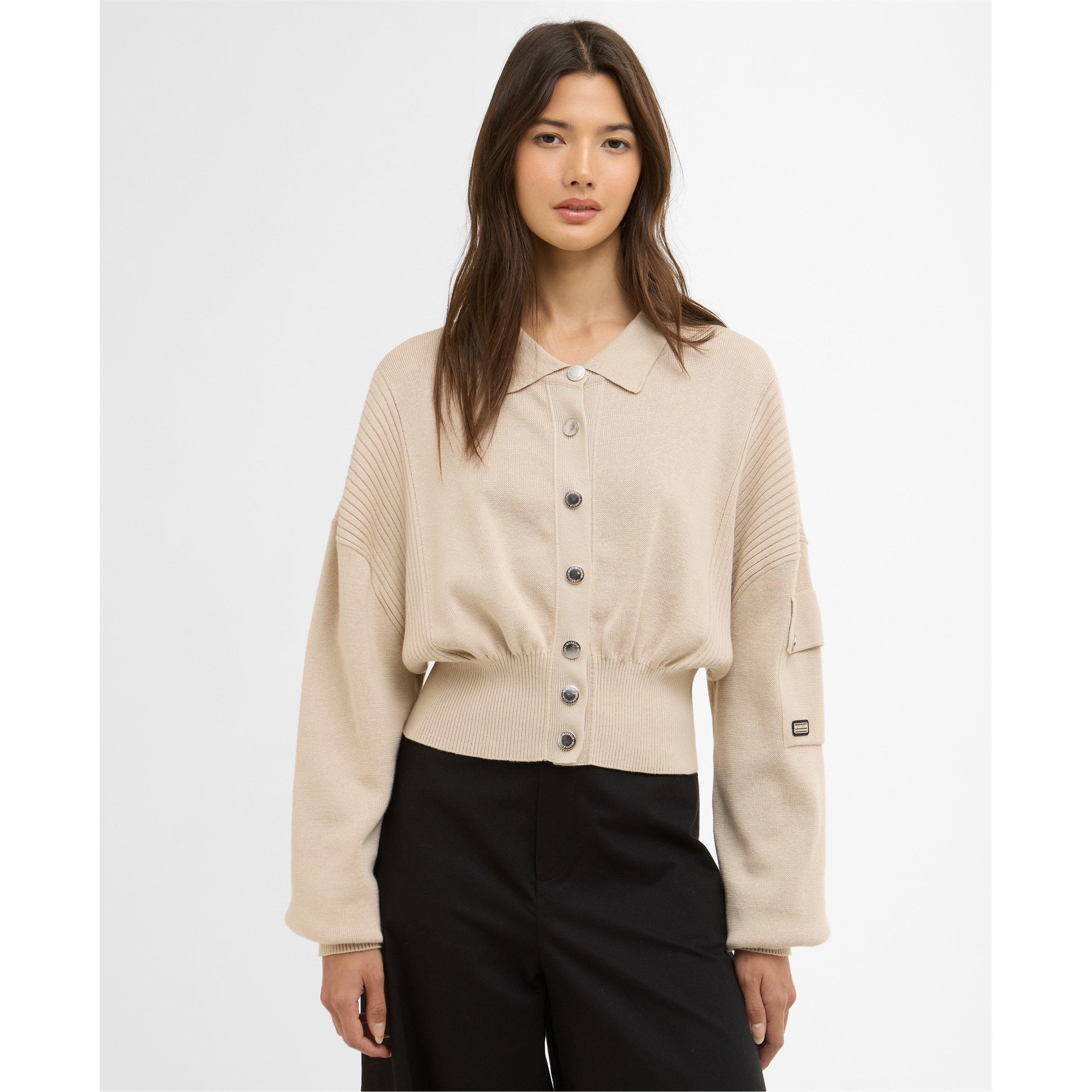 Cement - Barbour International - Womens Gigi Knitted Bomber - 2