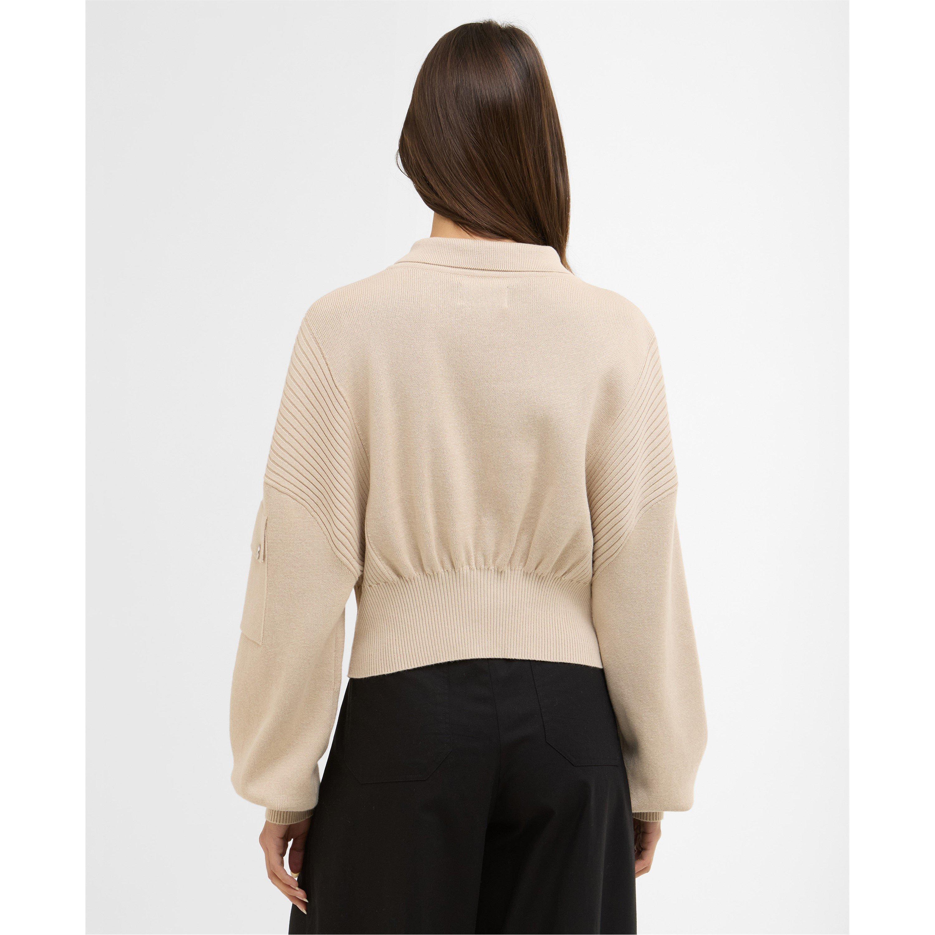 Cement - Barbour International - Womens Gigi Knitted Bomber - 3