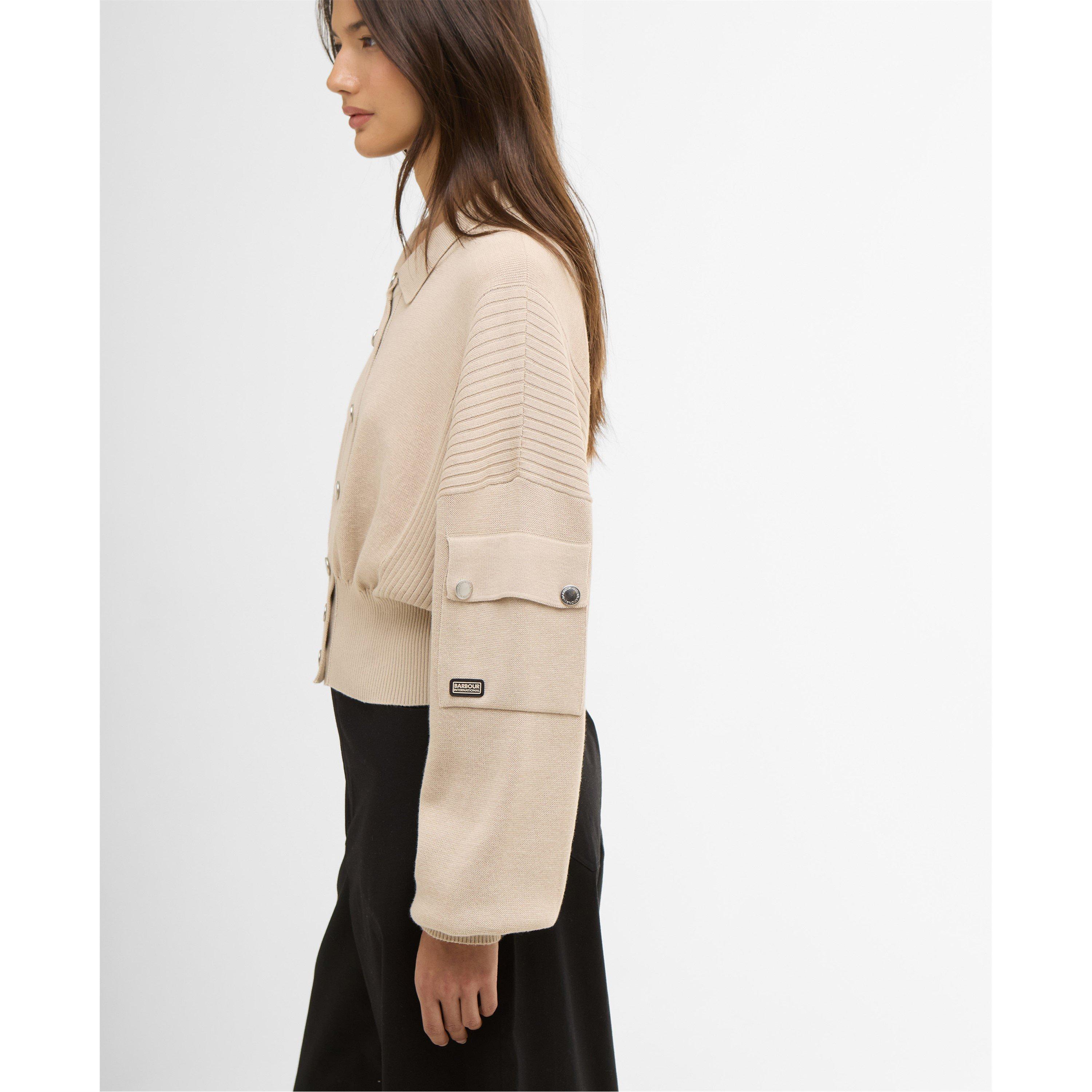 Cement - Barbour International - Womens Gigi Knitted Bomber - 4