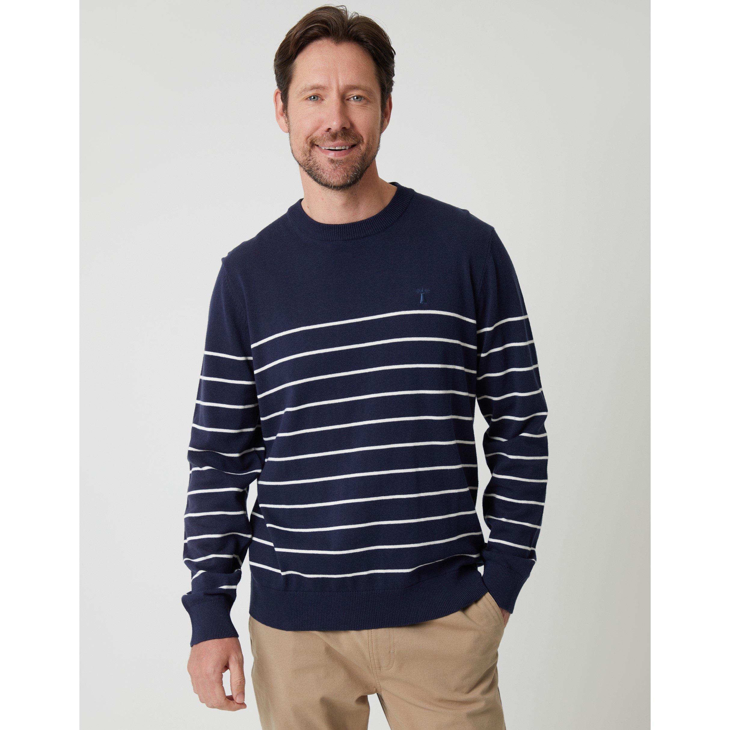 Saltwell Men's Knitted Top - Navy/Ecru - Medium