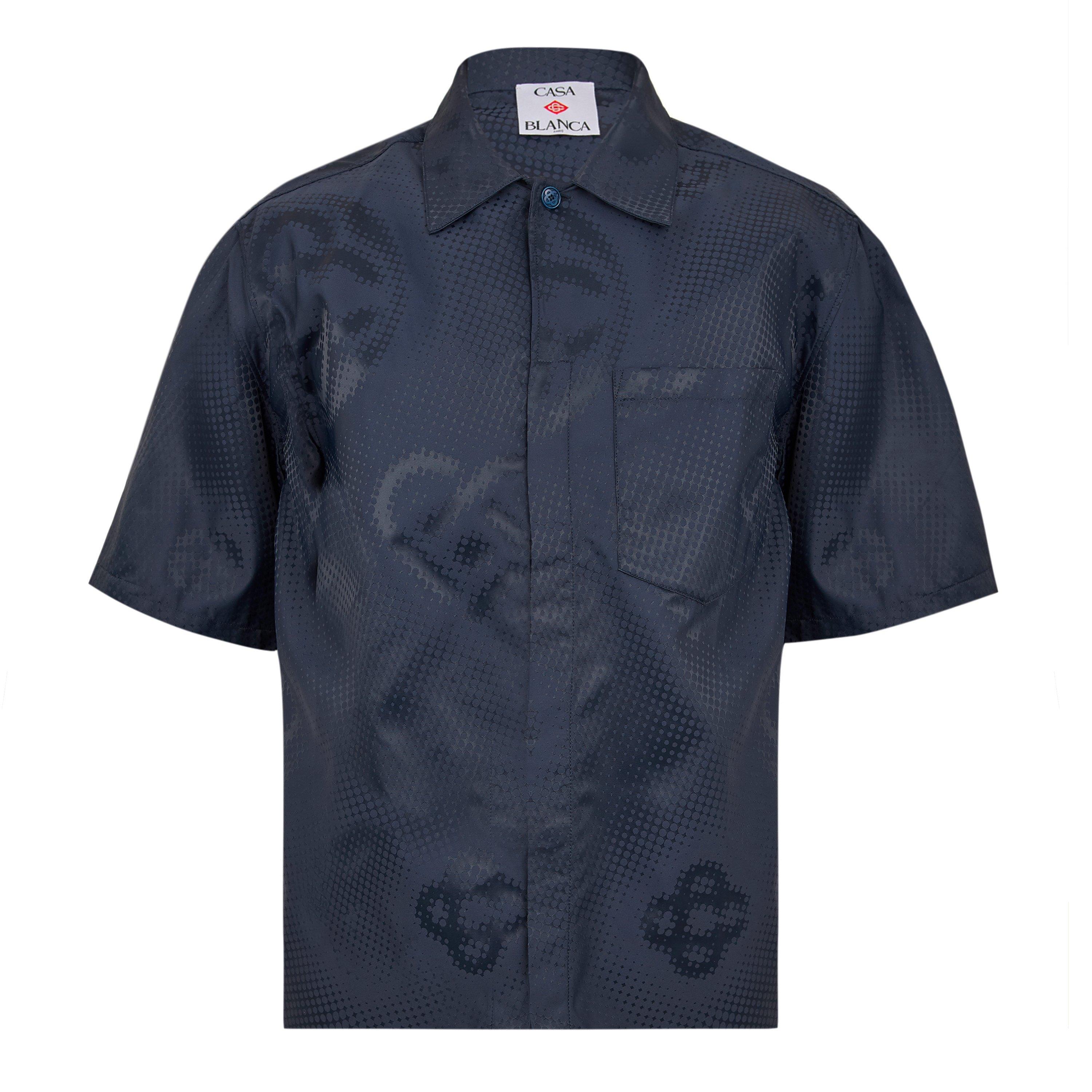 Casablanca Men's Short Sleeve Bowling Shirt - Satin Black - Large