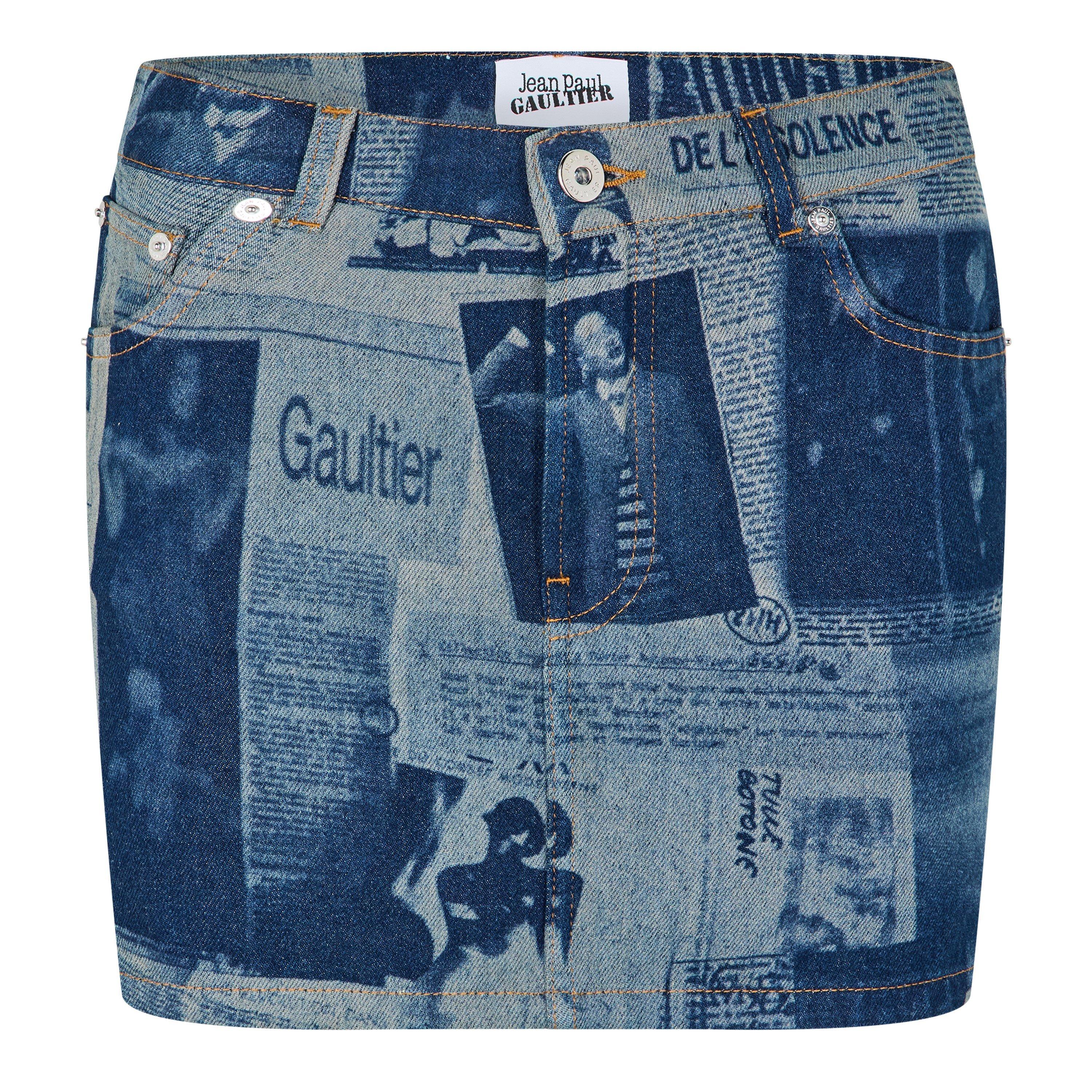 Indigo/Beige - Jean Paul Gaultier - JPG Newspaper Skirt Ld54 - 1