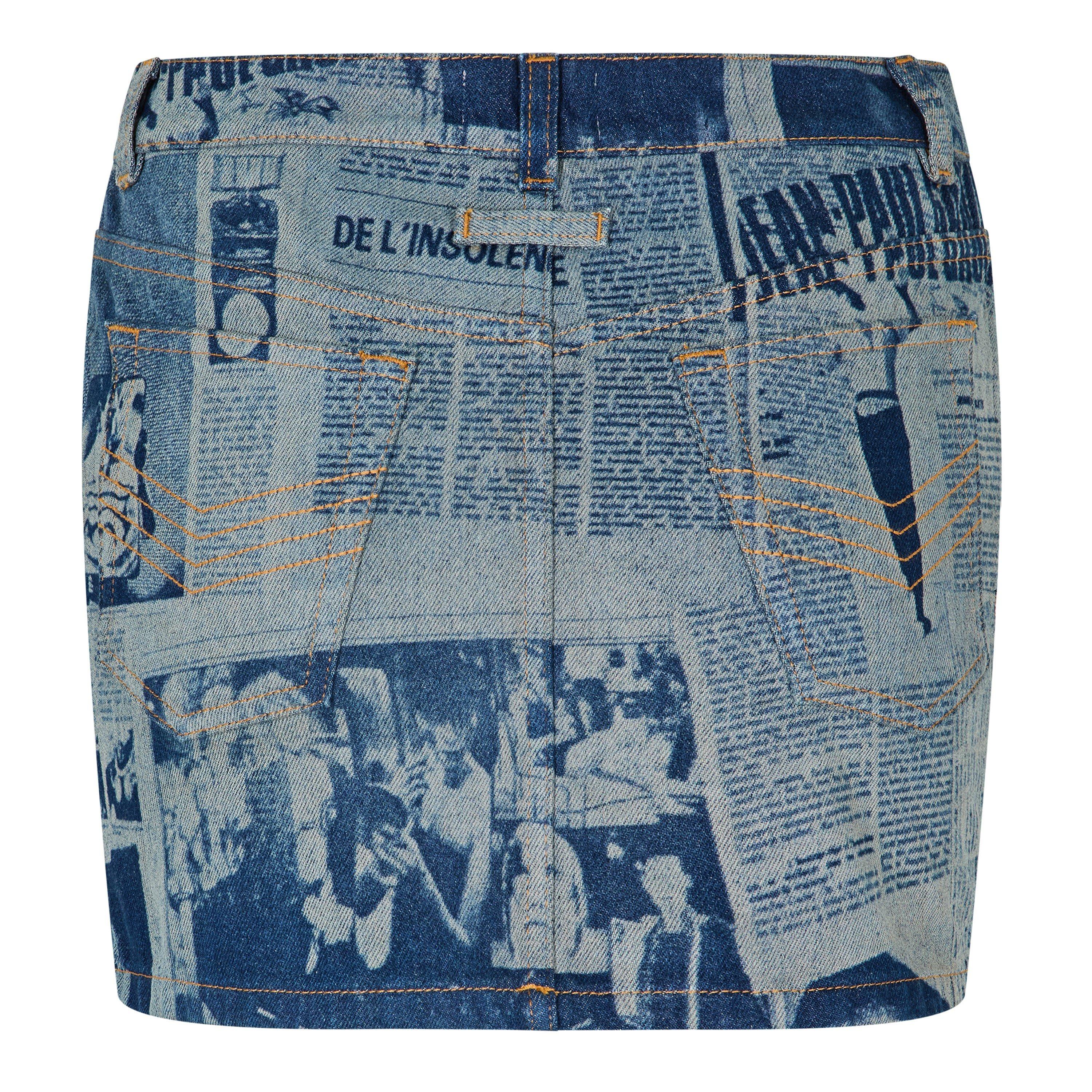 Indigo/Beige - Jean Paul Gaultier - JPG Newspaper Skirt Ld54 - 2