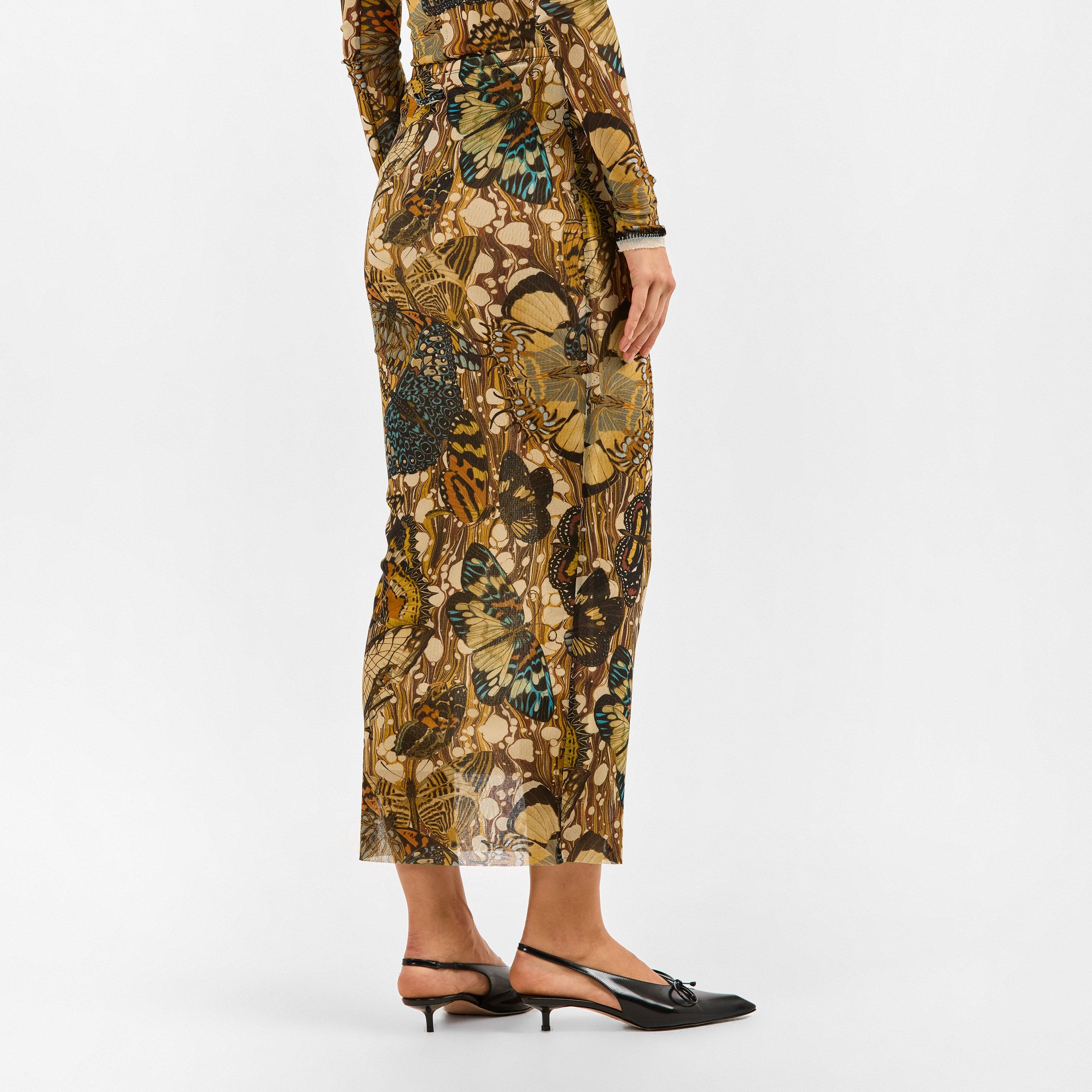 Yellow/Multi - Jean Paul Gaultier - Women's Papillon Maxi Skirt - 4