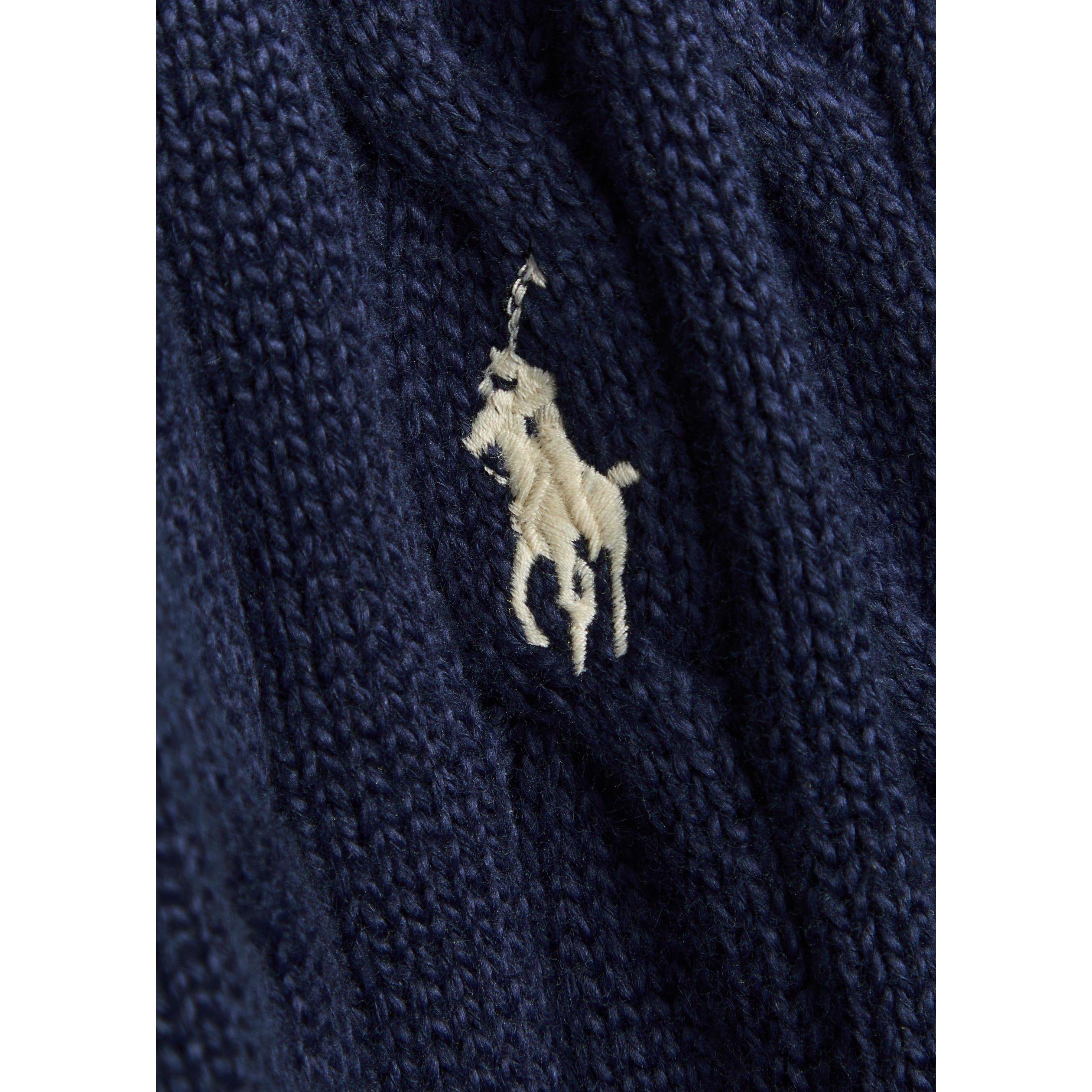 Bright Navy - Polo Ralph Lauren - Mens Cable-Knit Cotton Hooded Jumper - 4