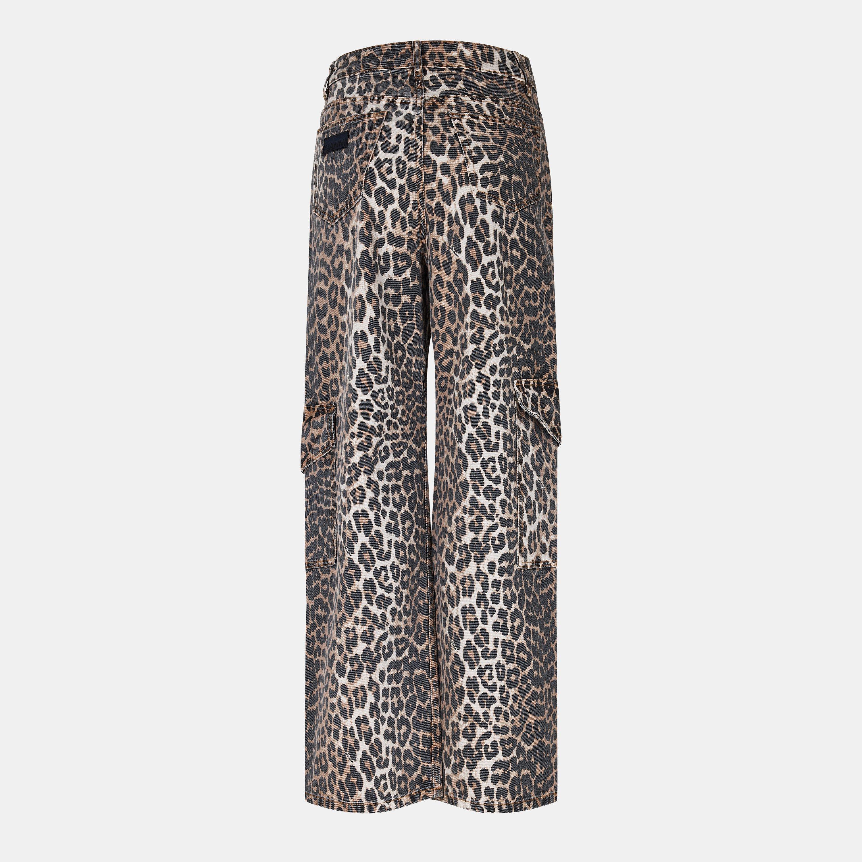 Leopard - Ganni - Women's Wide Leg Jeans - 2