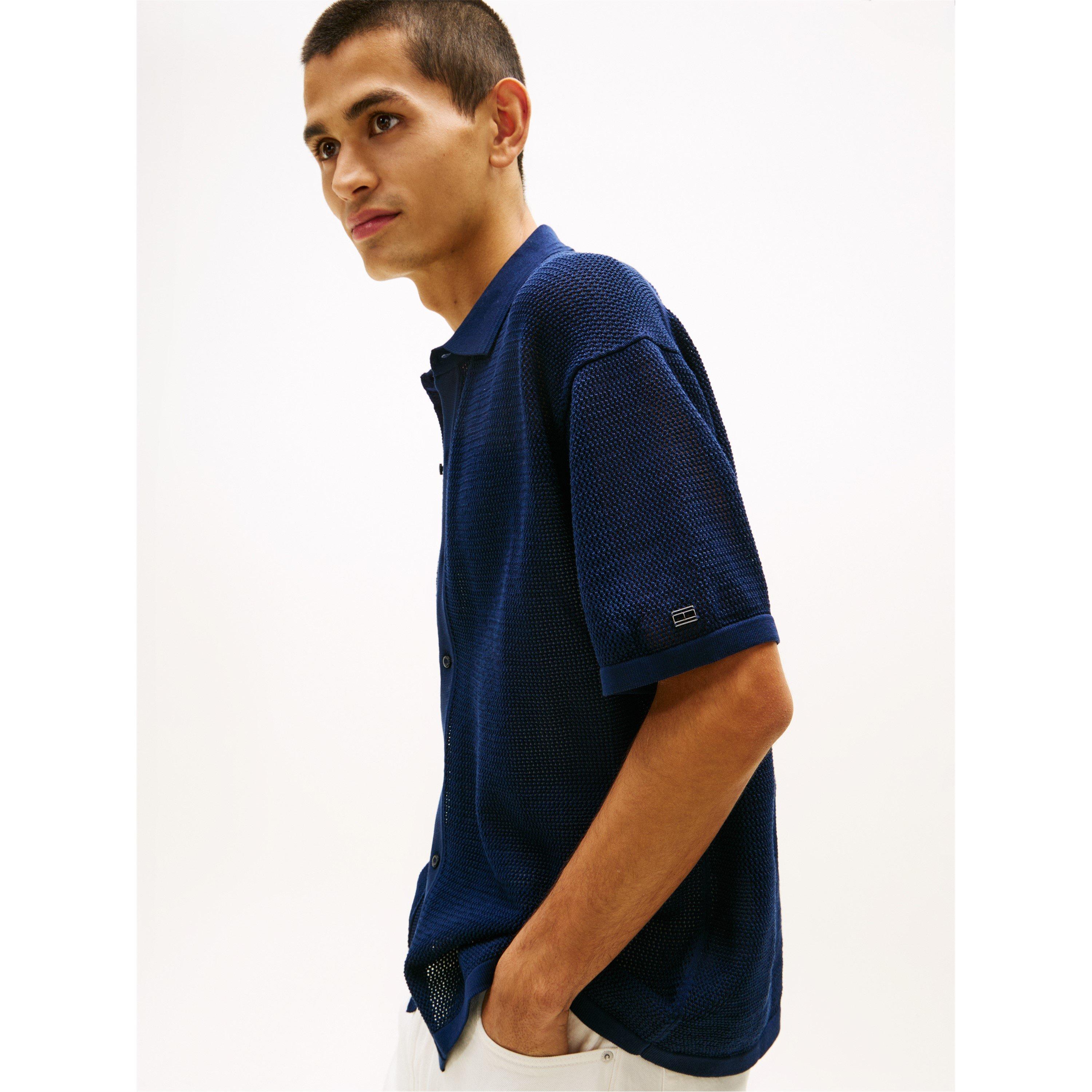 Navy Iris - Tommy Hilfiger - Tommy DC SSKnit Shrt Sn62 - 3